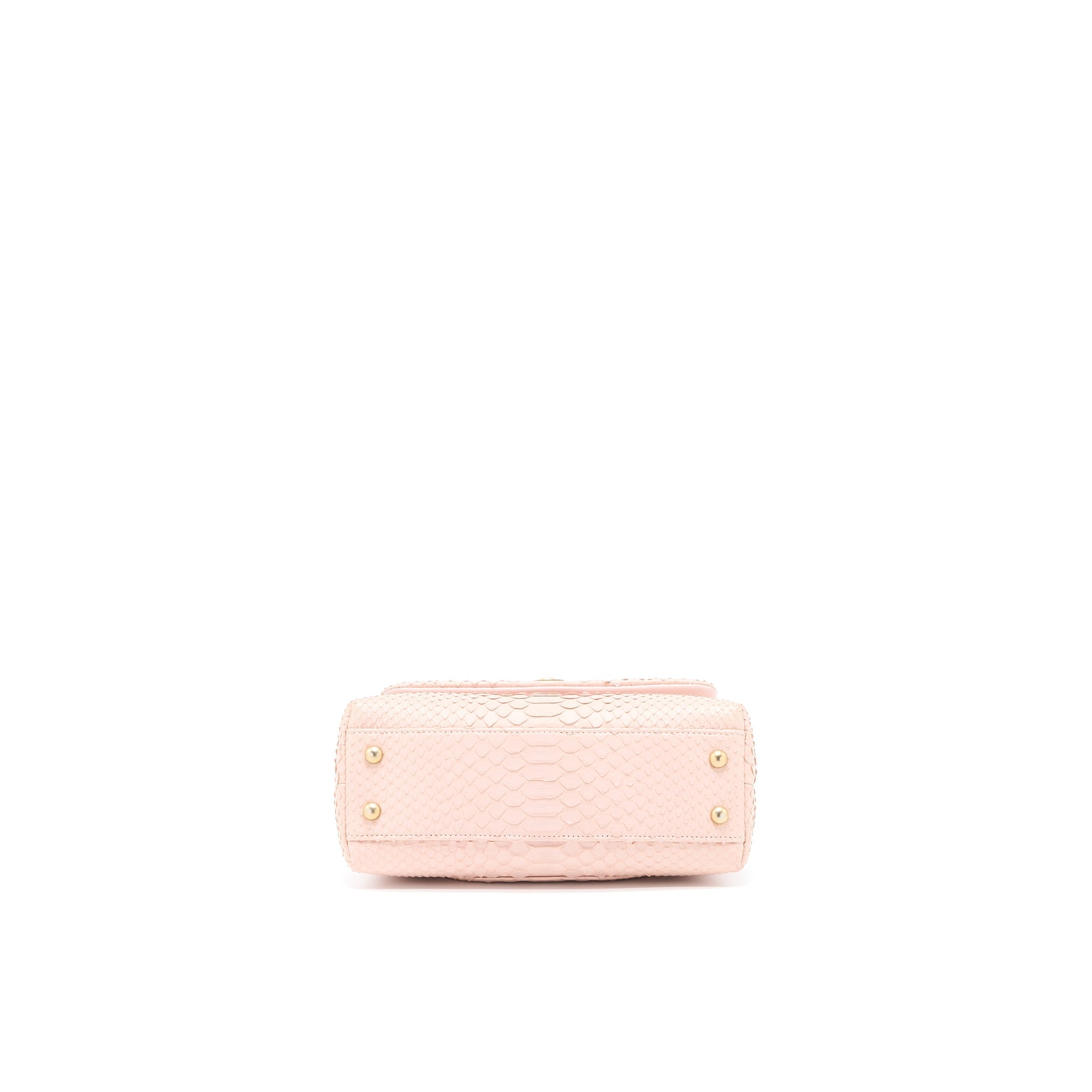 CHANEL SMALL COCO HANDLE PYTHON LEATHER LIGHT PINK BRUSHED GHW