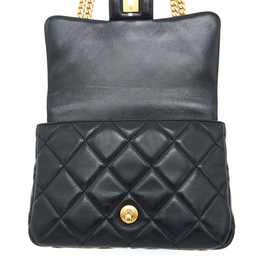 CHANEL 22P ENEMAL FLAP BAG LAMBSKIN BLACK GHW (MICROCHIP)