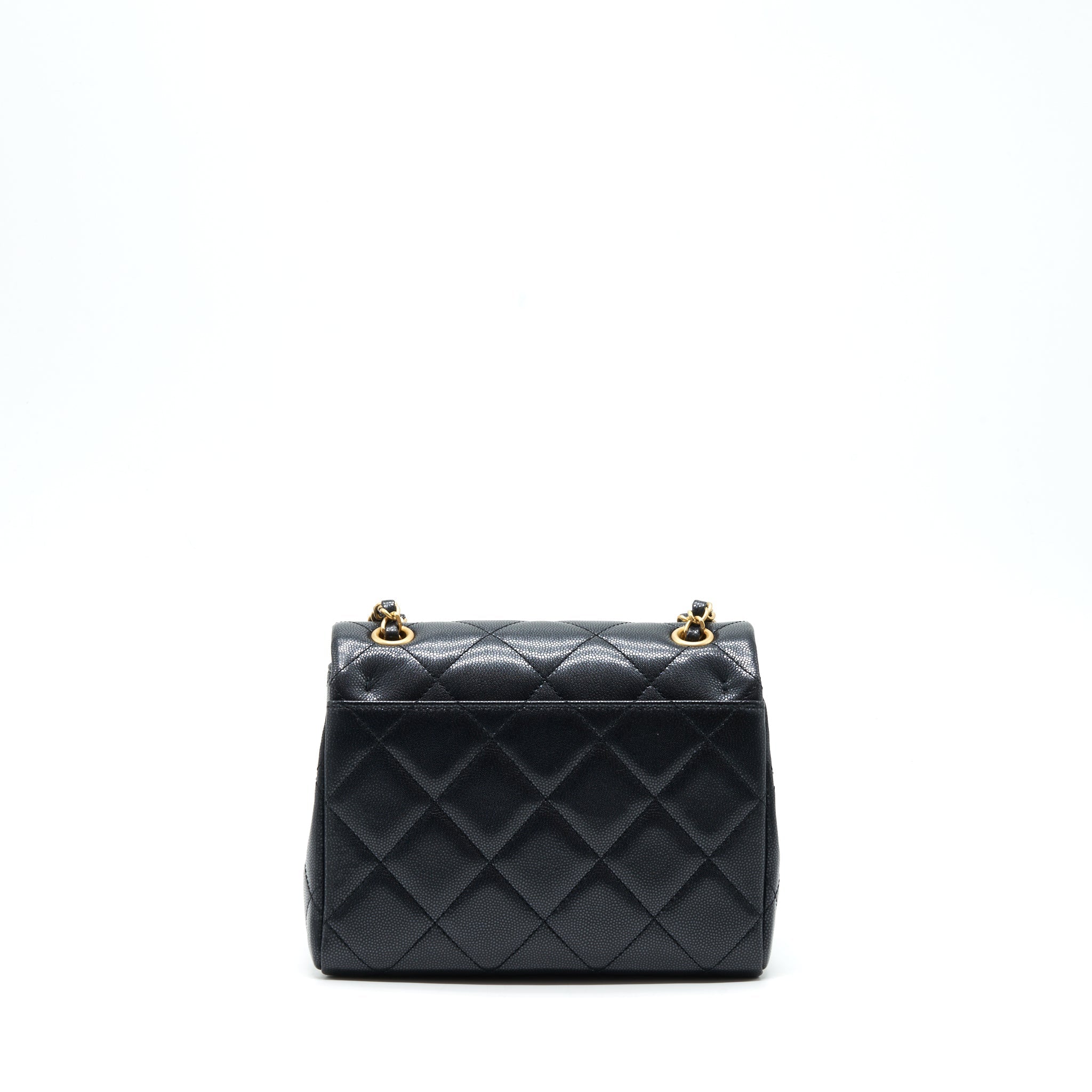 CHANEL 22P NEW SQUARE FLAP BAG CAVIAR BLACK BRUSHED GHW