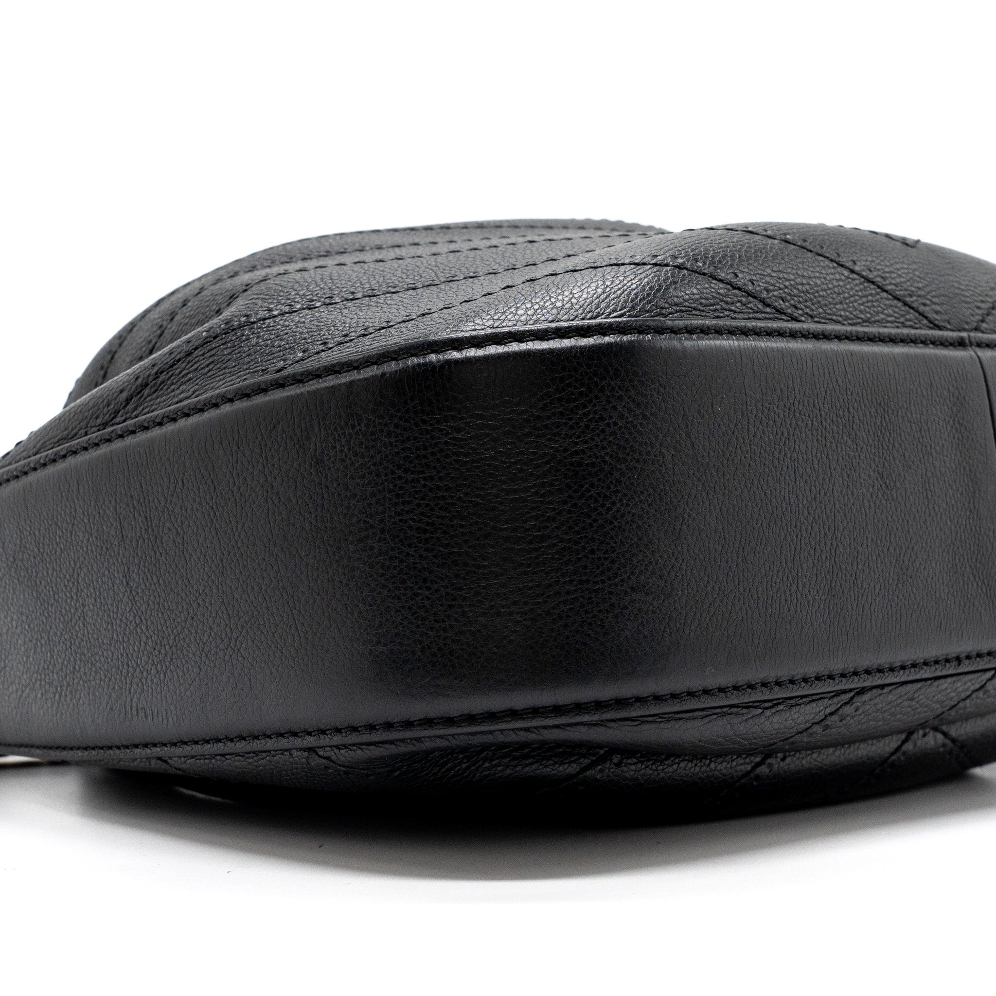 CHANEL CHEVRON BUCKET BAG GRAINED CALFSKIN BLACK GHW