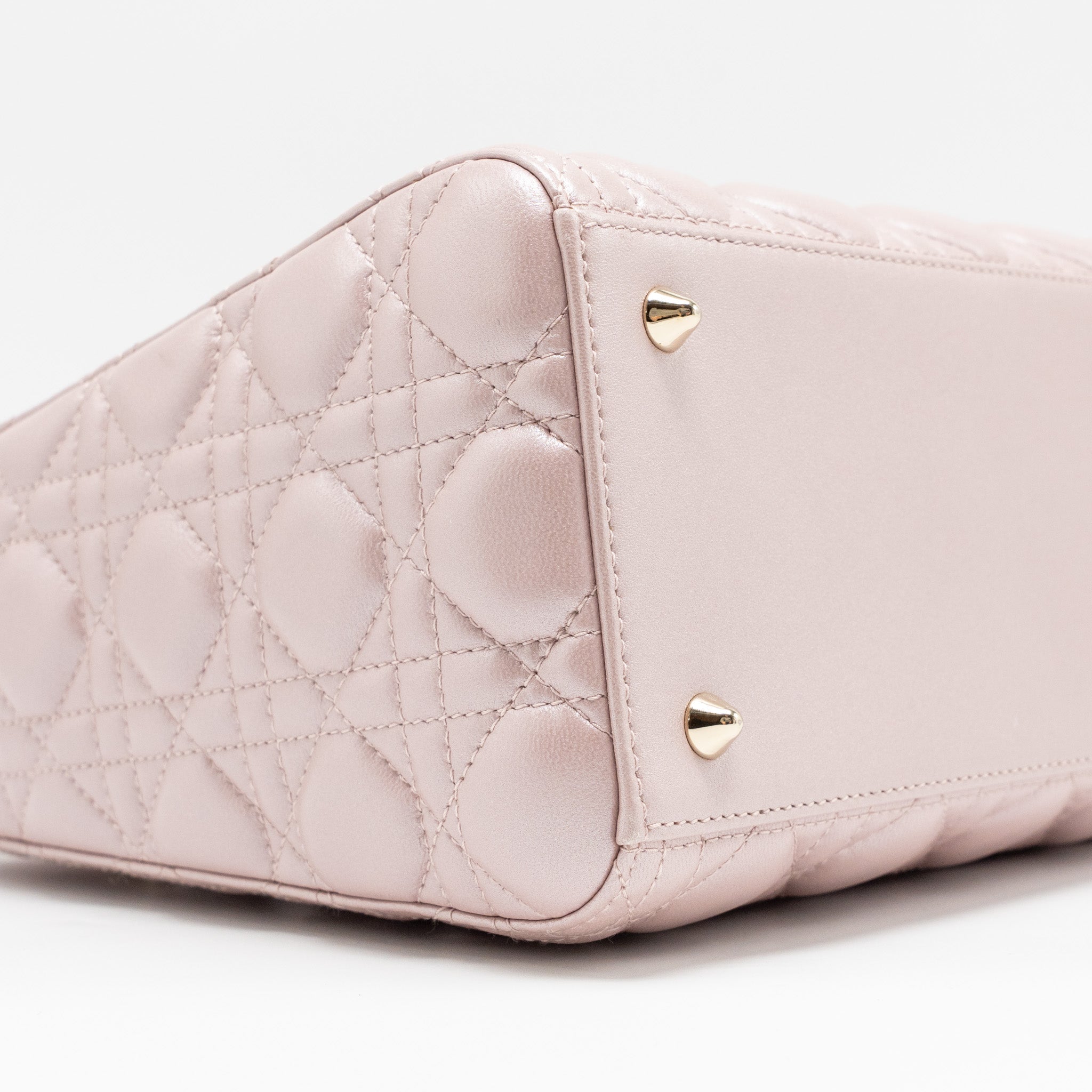 DIOR MEDIUM LADY DIOR LAMBSKIN IRIDESCENT PINK LGHW