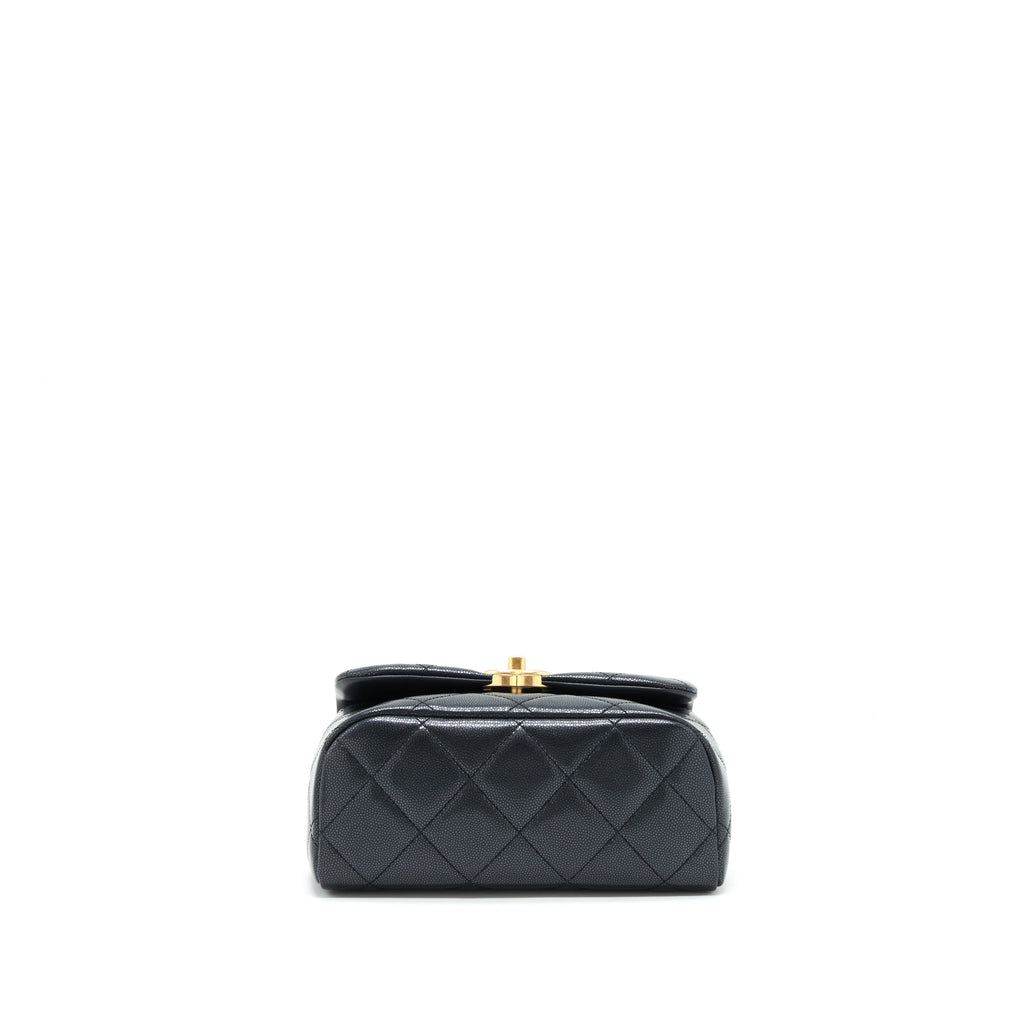 CHANEL 22P NEW SQUARE FLAP BAG CAVIAR BLACK BRUSHED GHW
