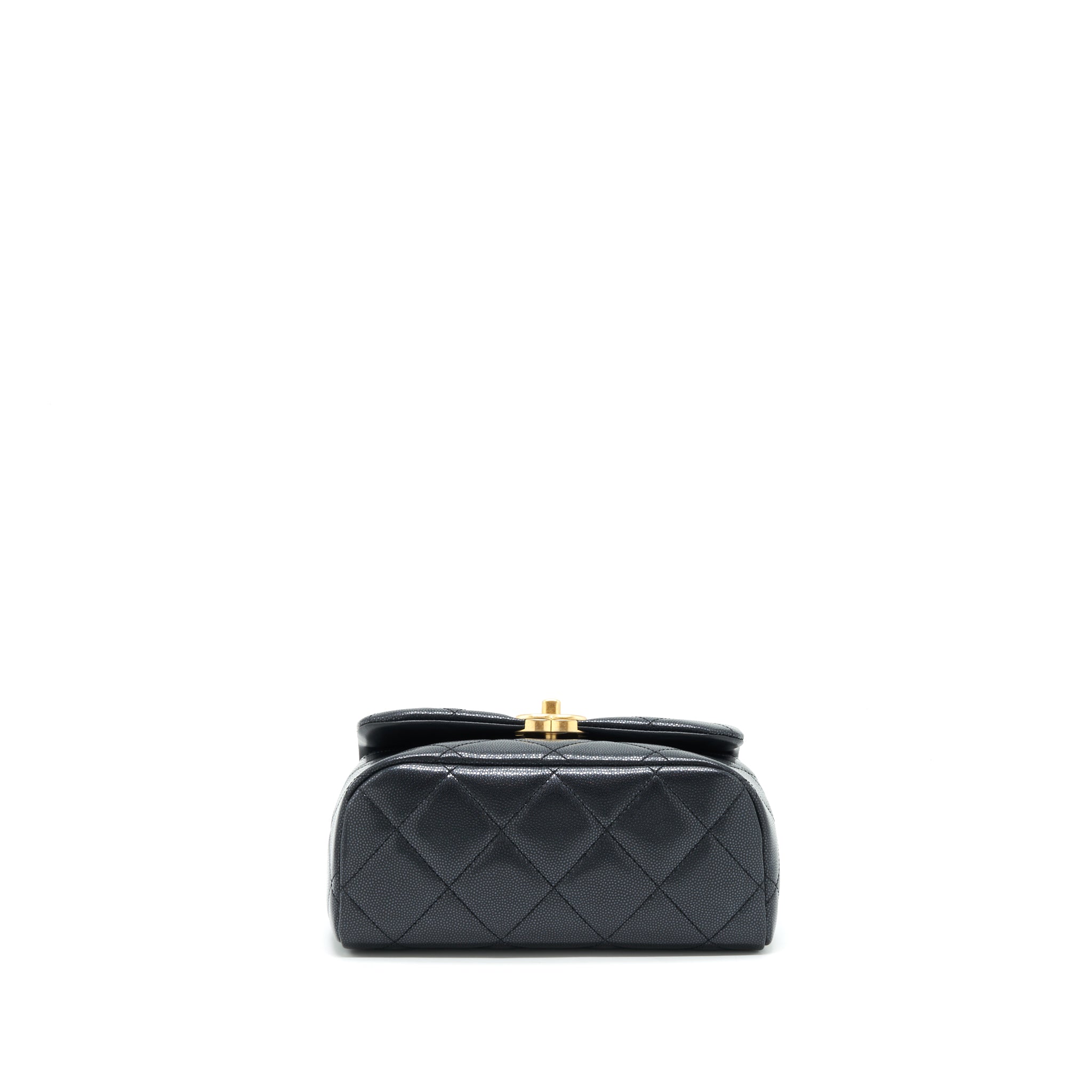 CHANEL 22P NEW SQUARE FLAP BAG CAVIAR BLACK BRUSHED GHW
