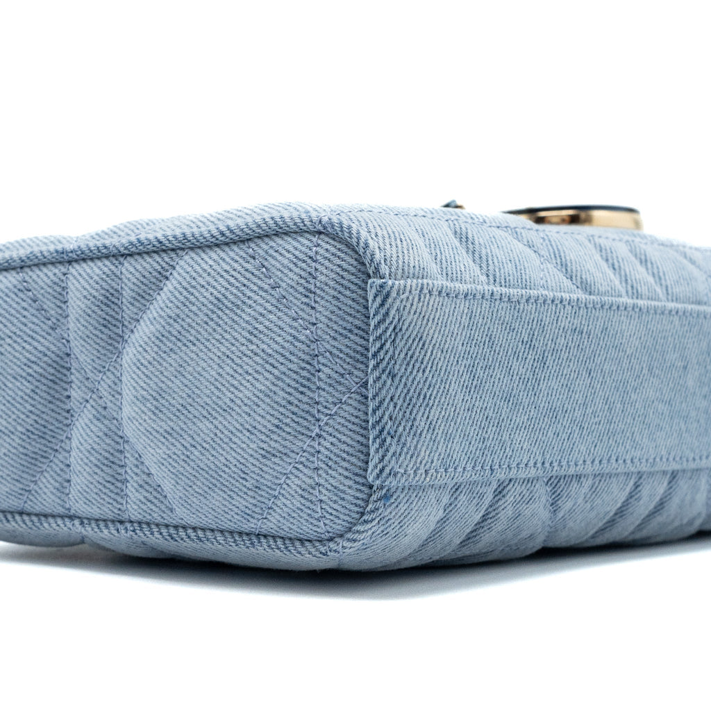 DIOR SMALL LADY D-JOY BAG MACROCANNAGE DENIM BLUE LGHW