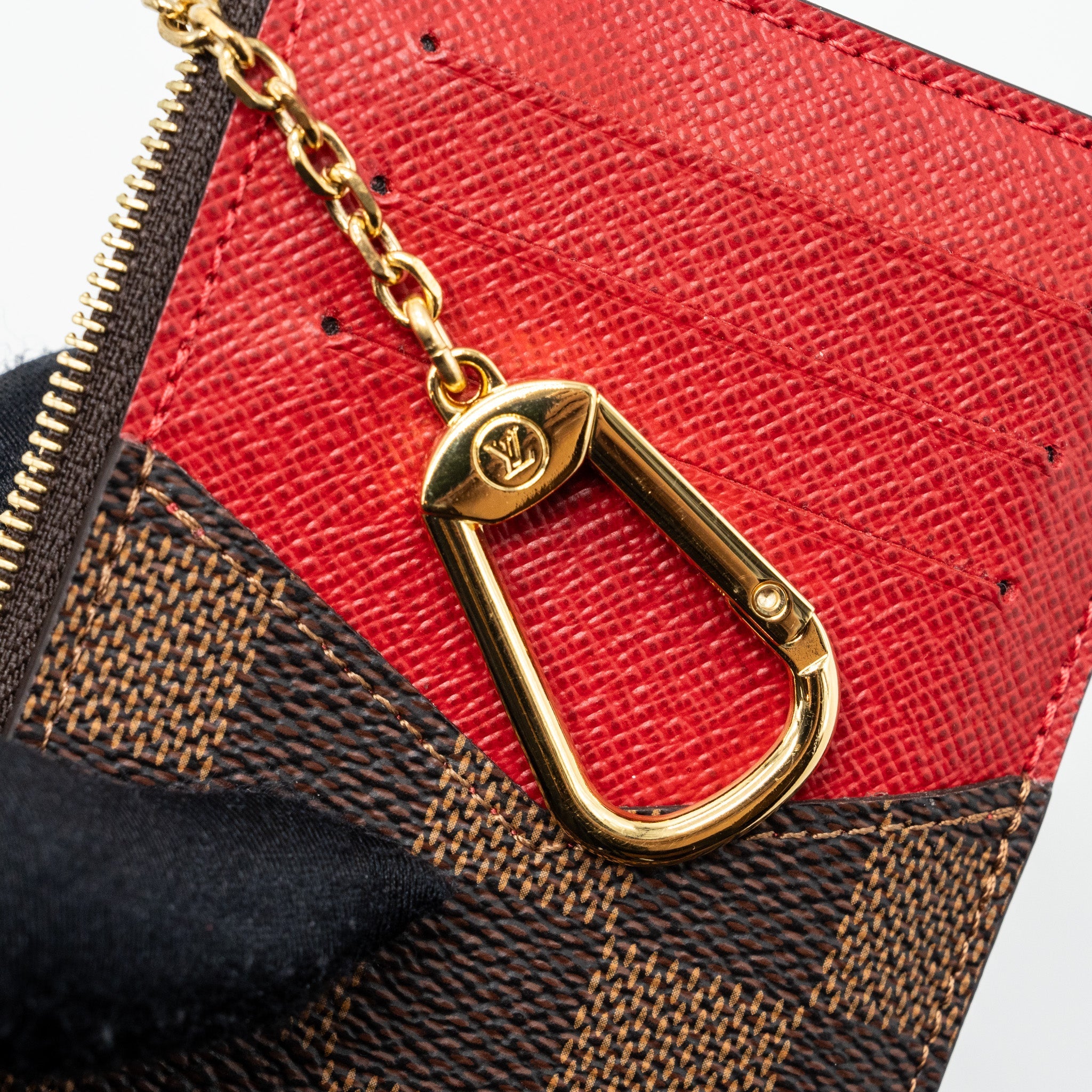 LOUIS VUITTON CARD HOLDER RECTO VERSO DAMIER EBENE/ RED GHW (NEW VERSION)