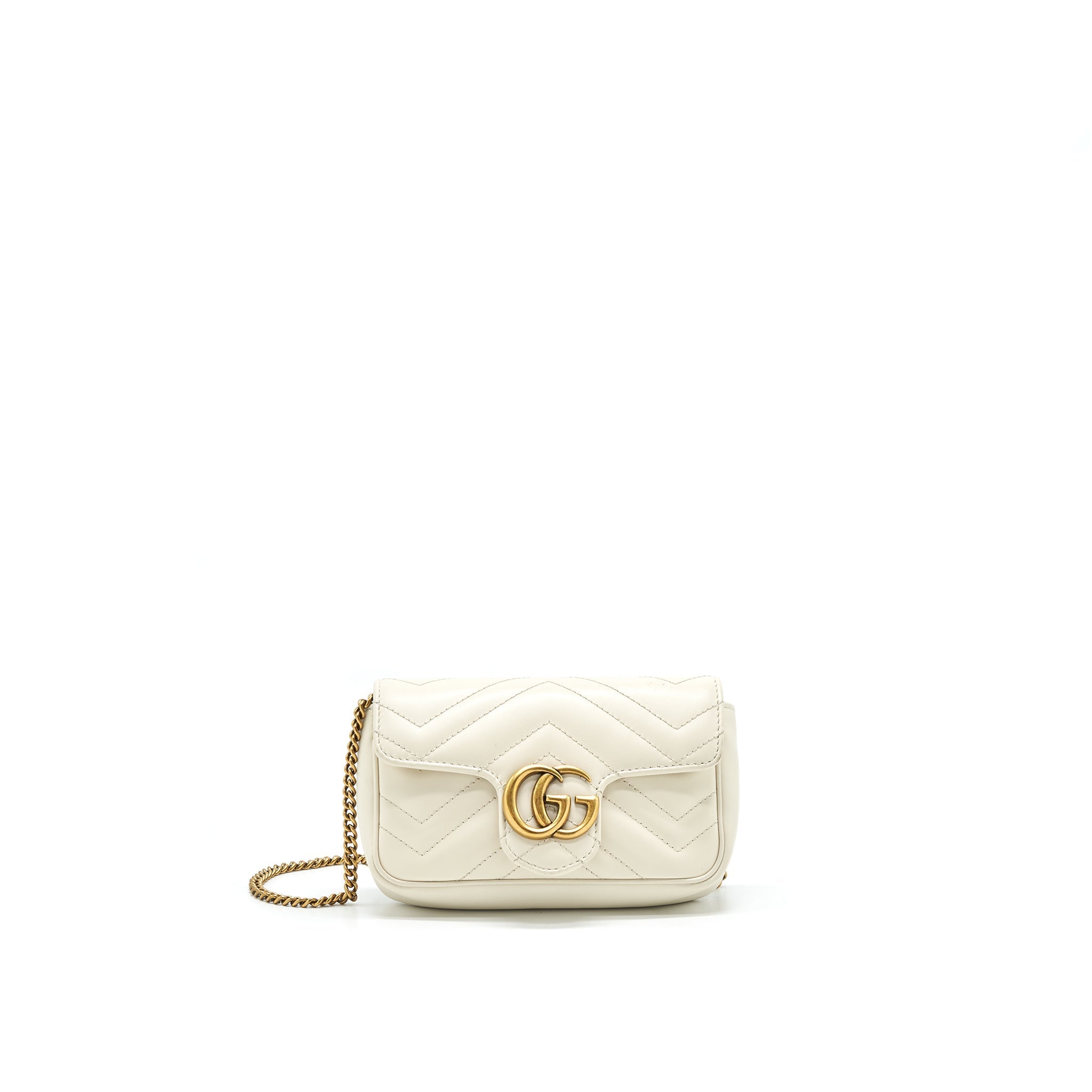 GUCCI GG MARMONT SUPER MINI WHITE WITH GHW