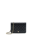 CHANEL 22P 2 IN 1 WALLET ON CHAIN CAVIAR BLACK LGHW