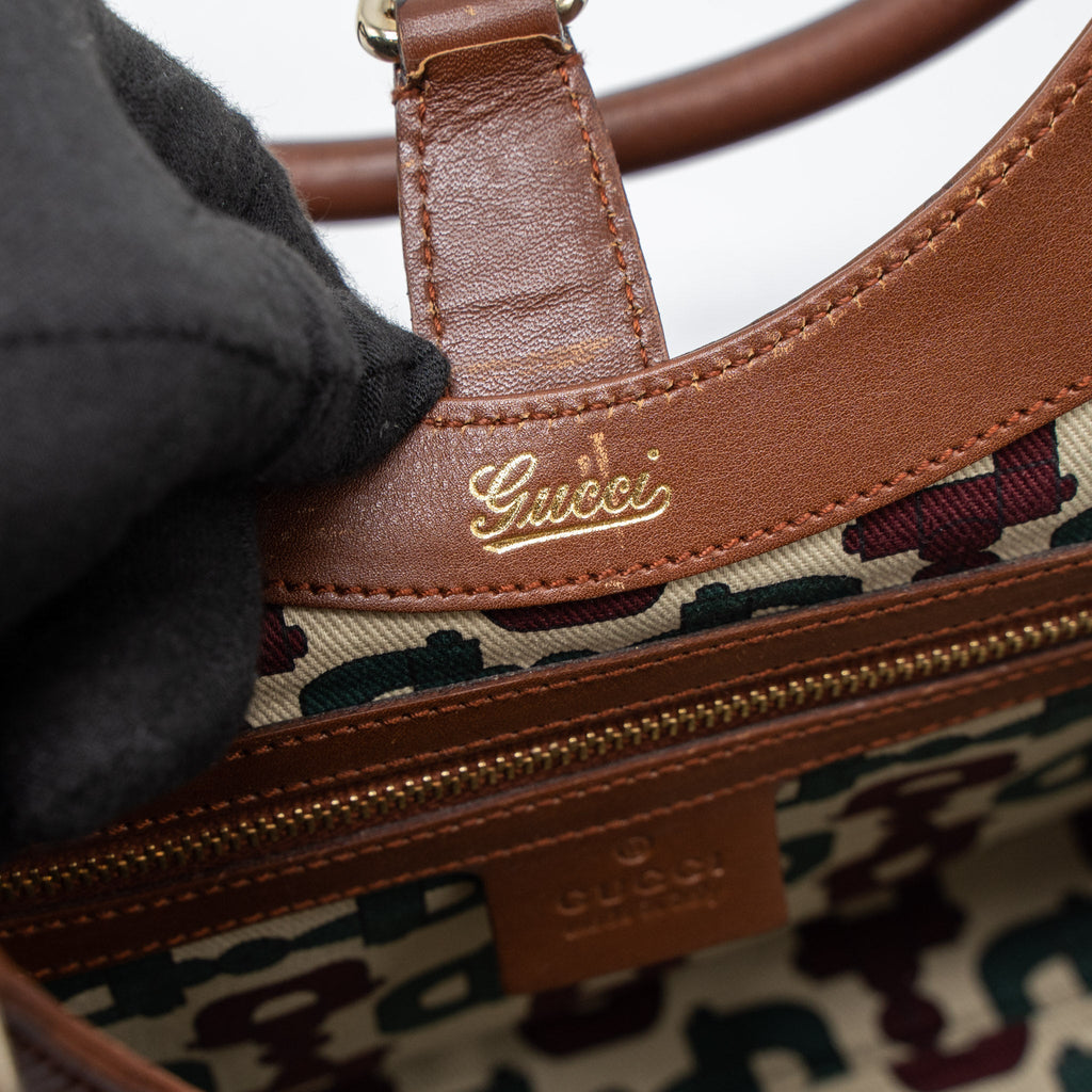 GUCCI VINTAGE JACKIE BAG GG SUPREME CALFSKIN BROWN GHW