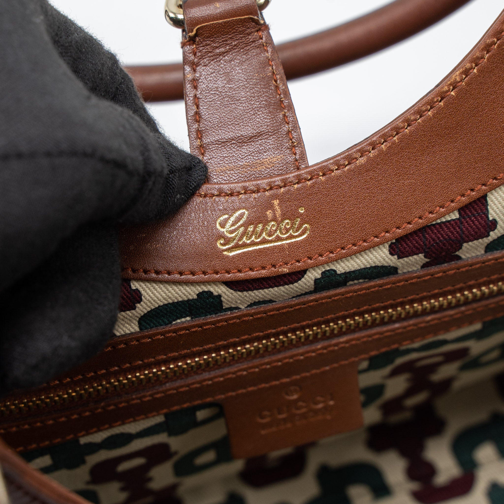 GUCCI VINTAGE JACKIE BAG GG SUPREME CALFSKIN BROWN GHW