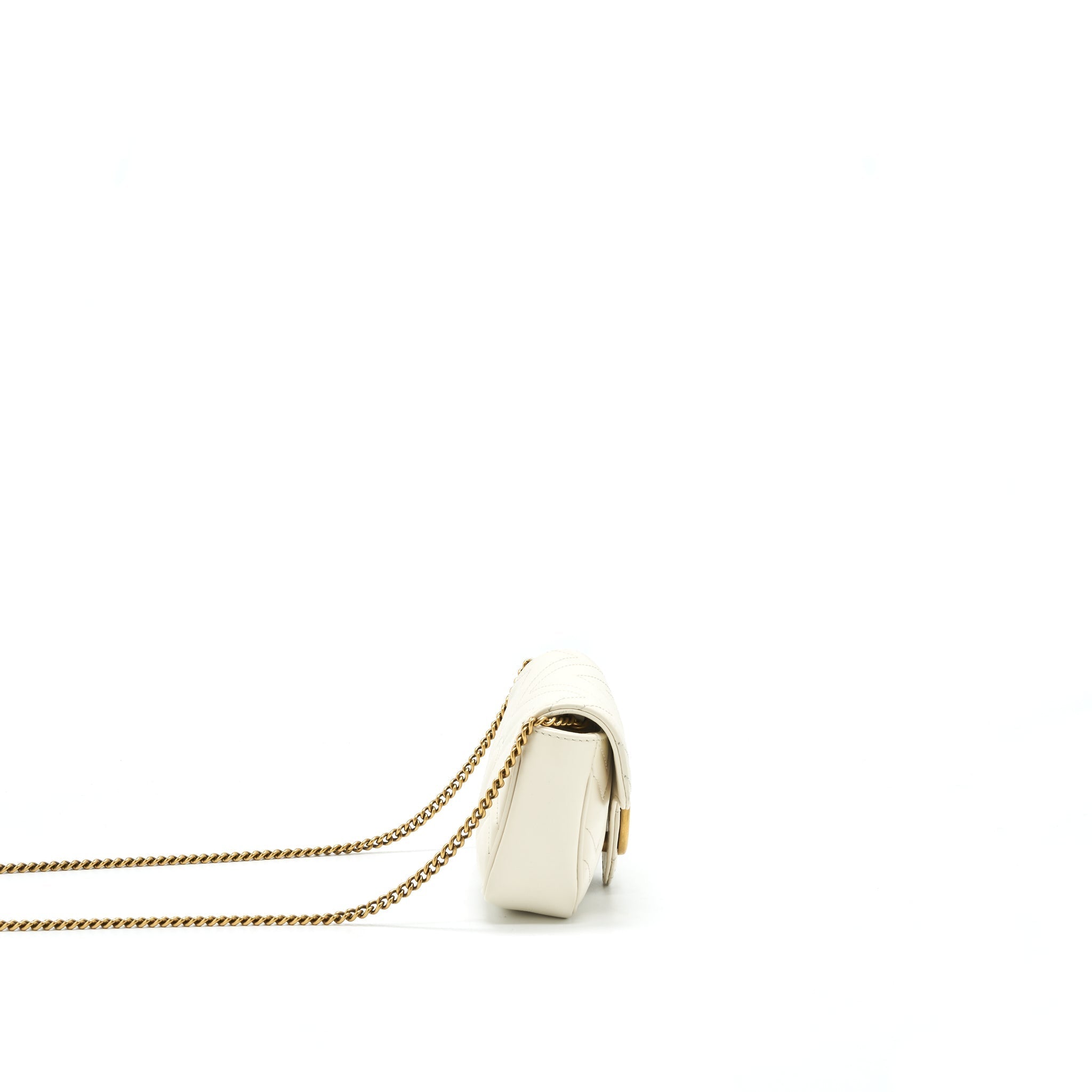 GUCCI GG MARMONT SUPER MINI WHITE WITH GHW