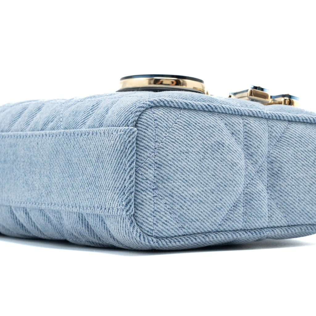DIOR SMALL LADY D-JOY BAG MACROCANNAGE DENIM BLUE LGHW