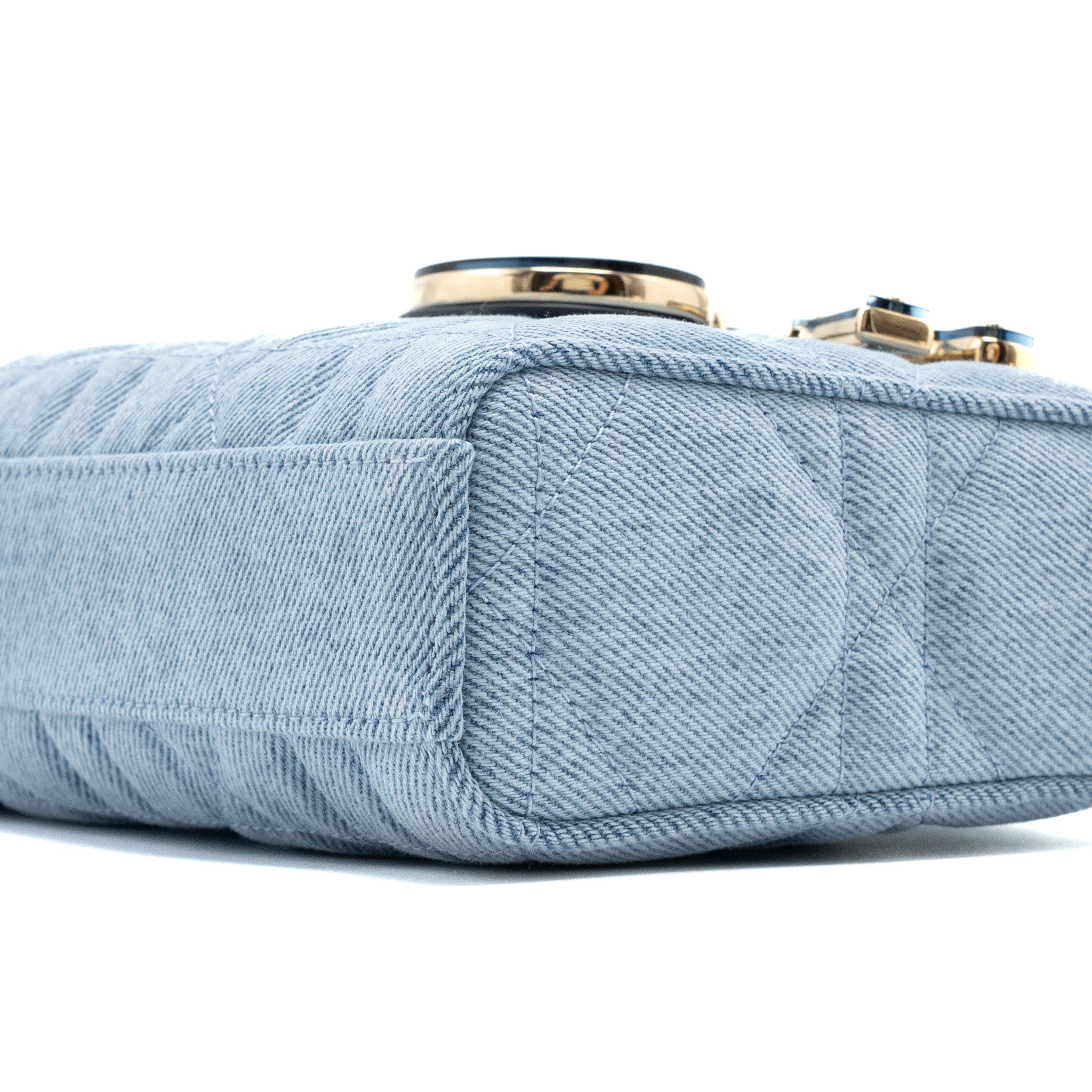 DIOR SMALL LADY D-JOY BAG MACROCANNAGE DENIM BLUE LGHW