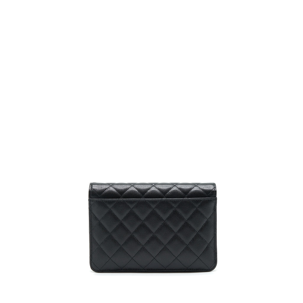 CHANEL 22P 2 IN 1 WALLET ON CHAIN CAVIAR BLACK LGHW