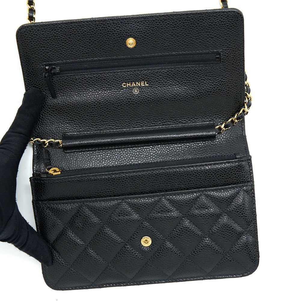 CHANEL CLASSIC WALLET ON CHAIN CAVIAR BLACK GHW