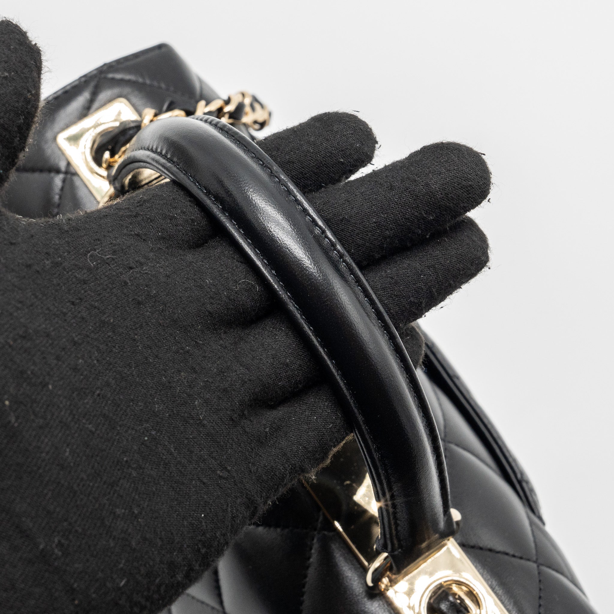 CHANEL TRENDY CC FLAP BAG WITH TOP HANDLE LAMBSKIN BLACK LGHW (MICROCHIP)
