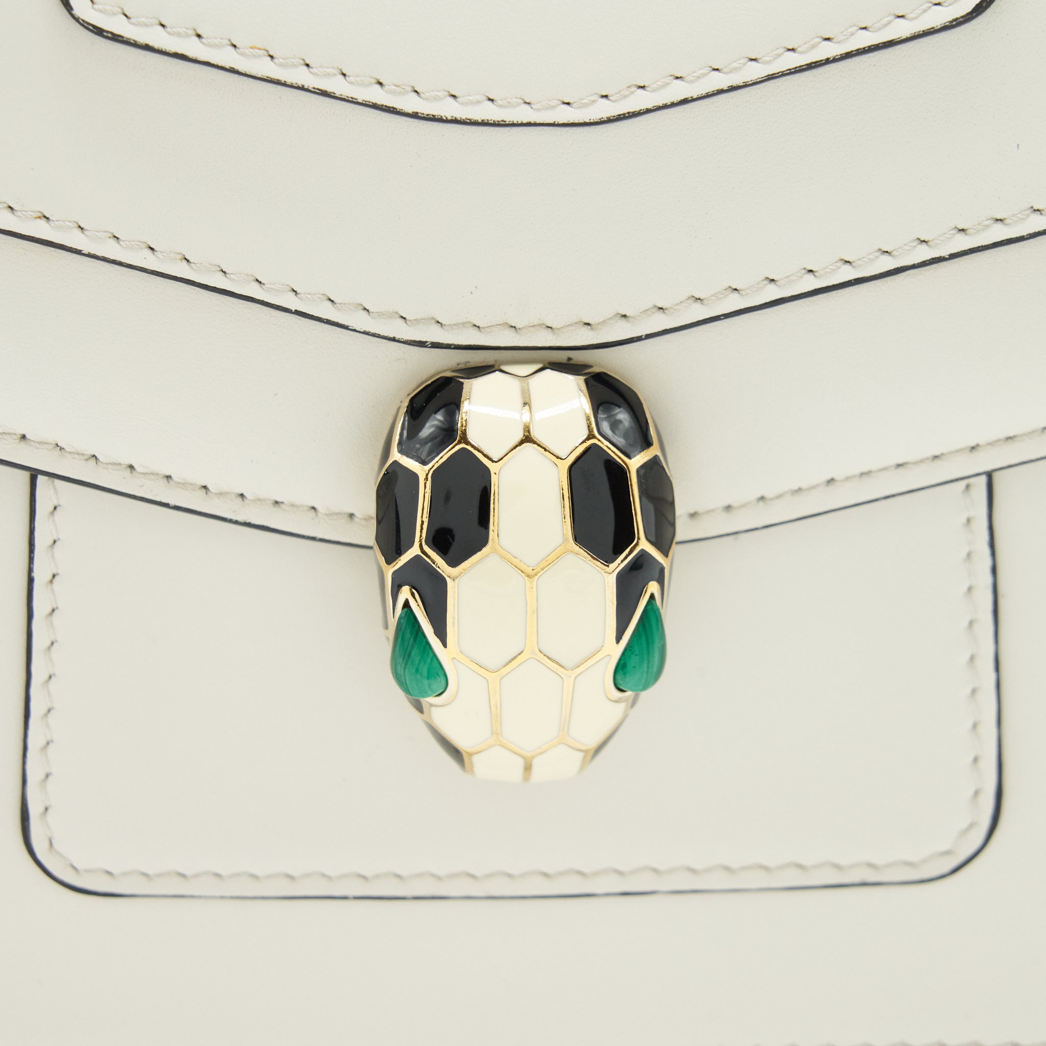 BVALGARI SERPENTI FOREVER CROSSBODY BAG CALFSKIN WHITE LGHW