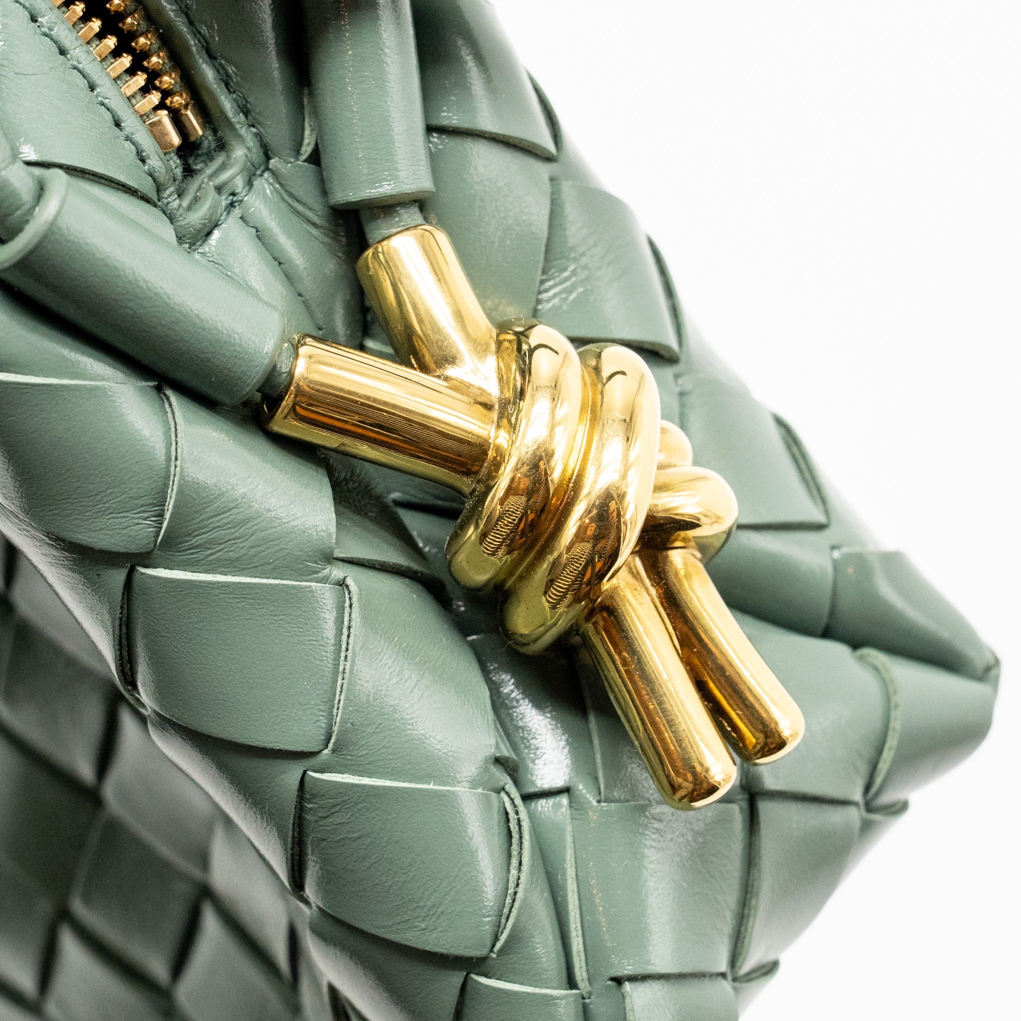BOTTEGA VENETA MINI LOOP BAG METAL KNOTS CALFSKIN GREEN GHW