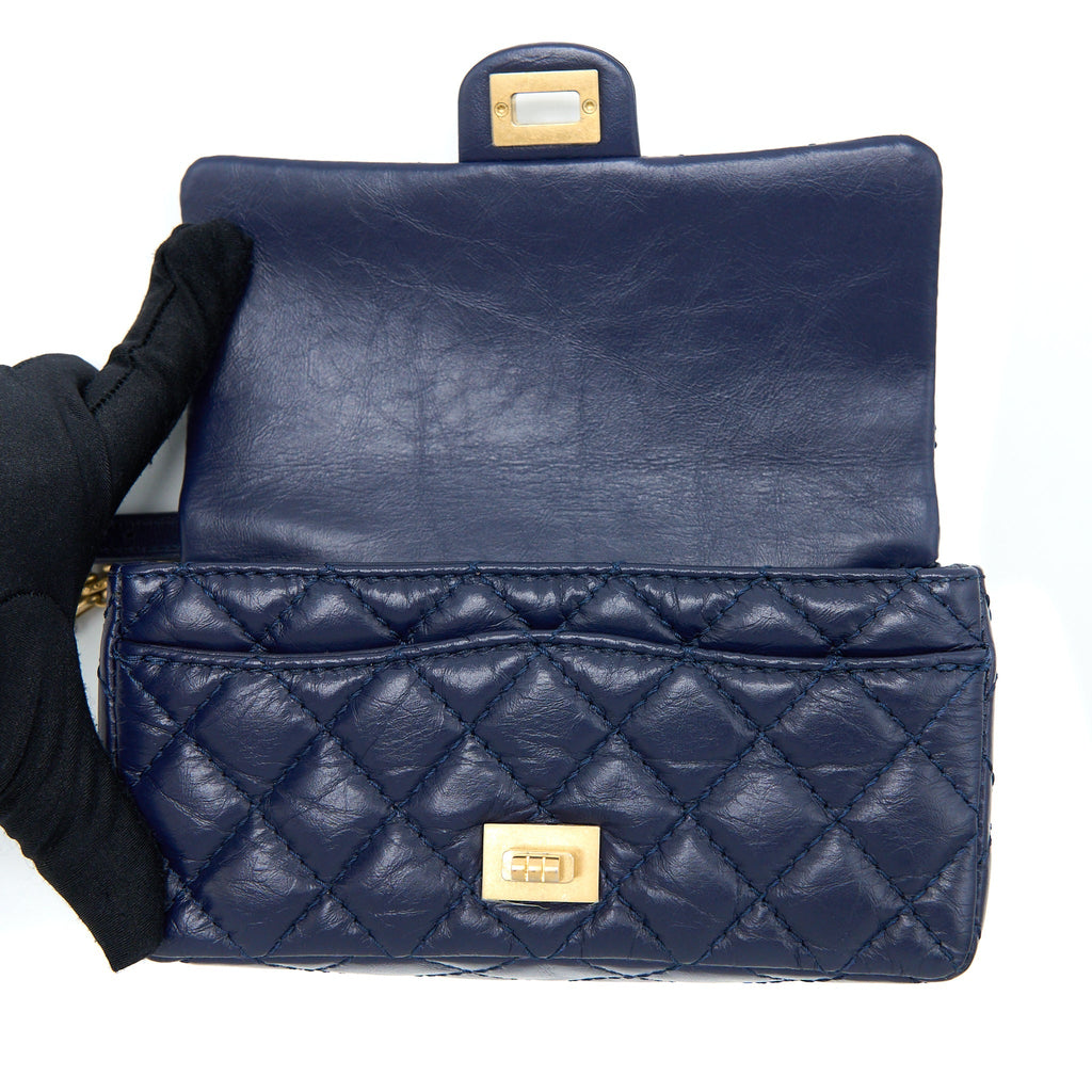 CHANEL 2.55 REISSUE MINI WAIST BELT BAG AGED CALFSKIN NAVY GHW