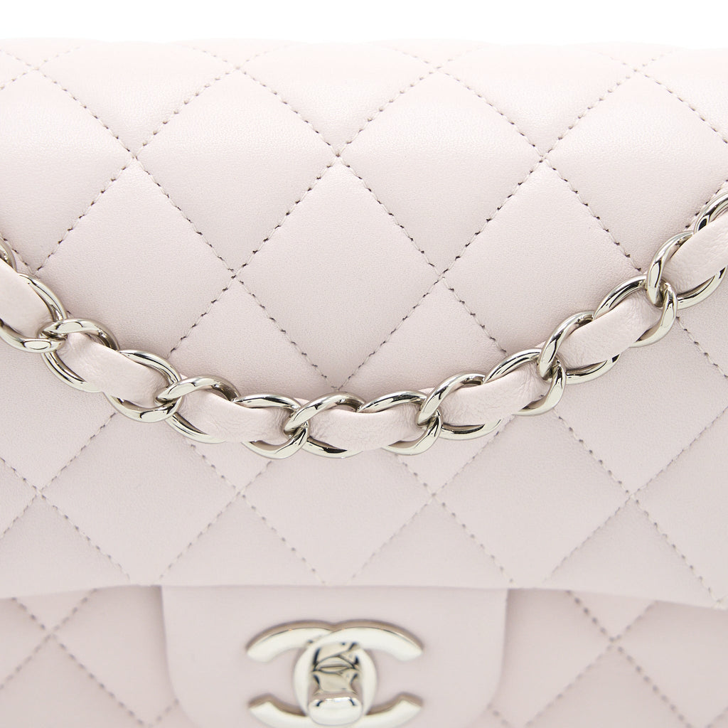 CHANEL SMALL CLASSIC DOUBLE FLAP LAMBSKIN LIGHT PURPLE SHW (MICROCHIP)