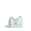 CHANEL SMALL 19 BAG LAMBSKIN LIGHT BLUE MULTICOLOUR HARDWARE (MICROCHIP)