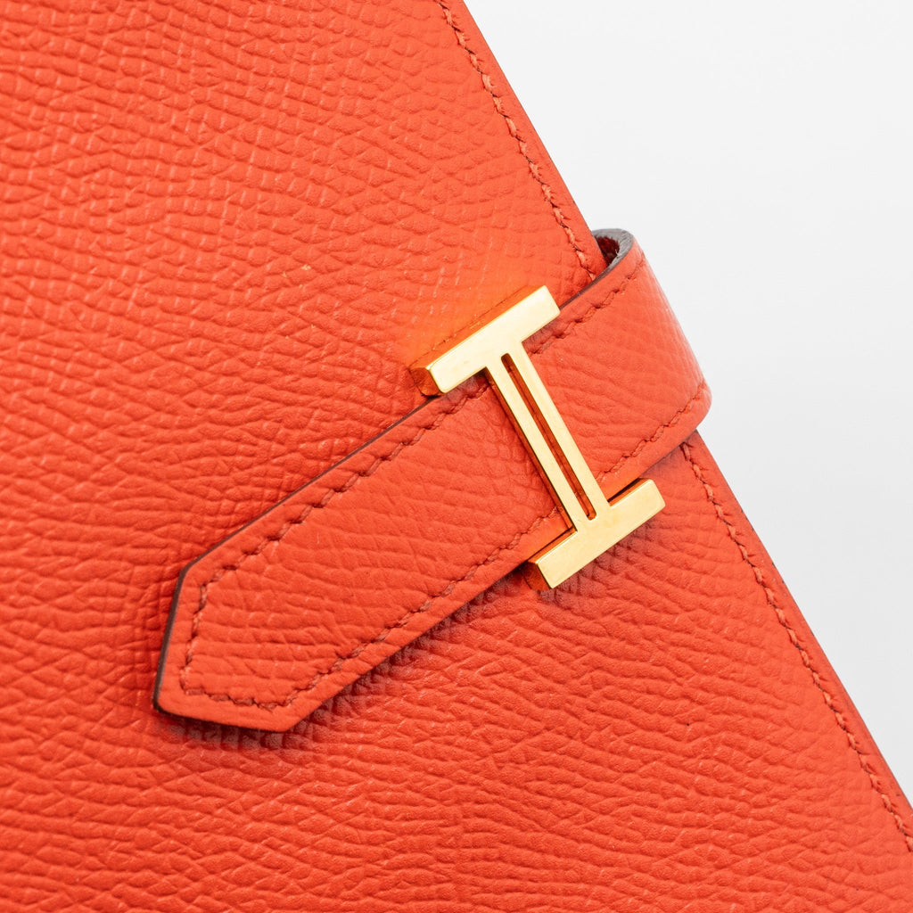 HERMES BEARN LONG WALLET EPSOM CAPUCINE/ ROUGE H GHW
