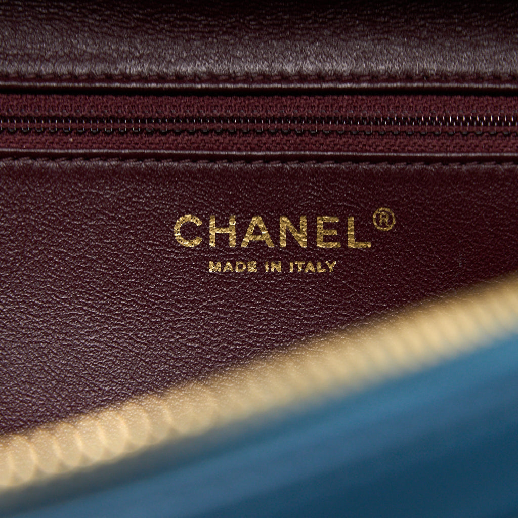 CHANEL QUILTED LARGE TRENDY CC BOWLING BAG LAMBSKIN BLUE LGHW