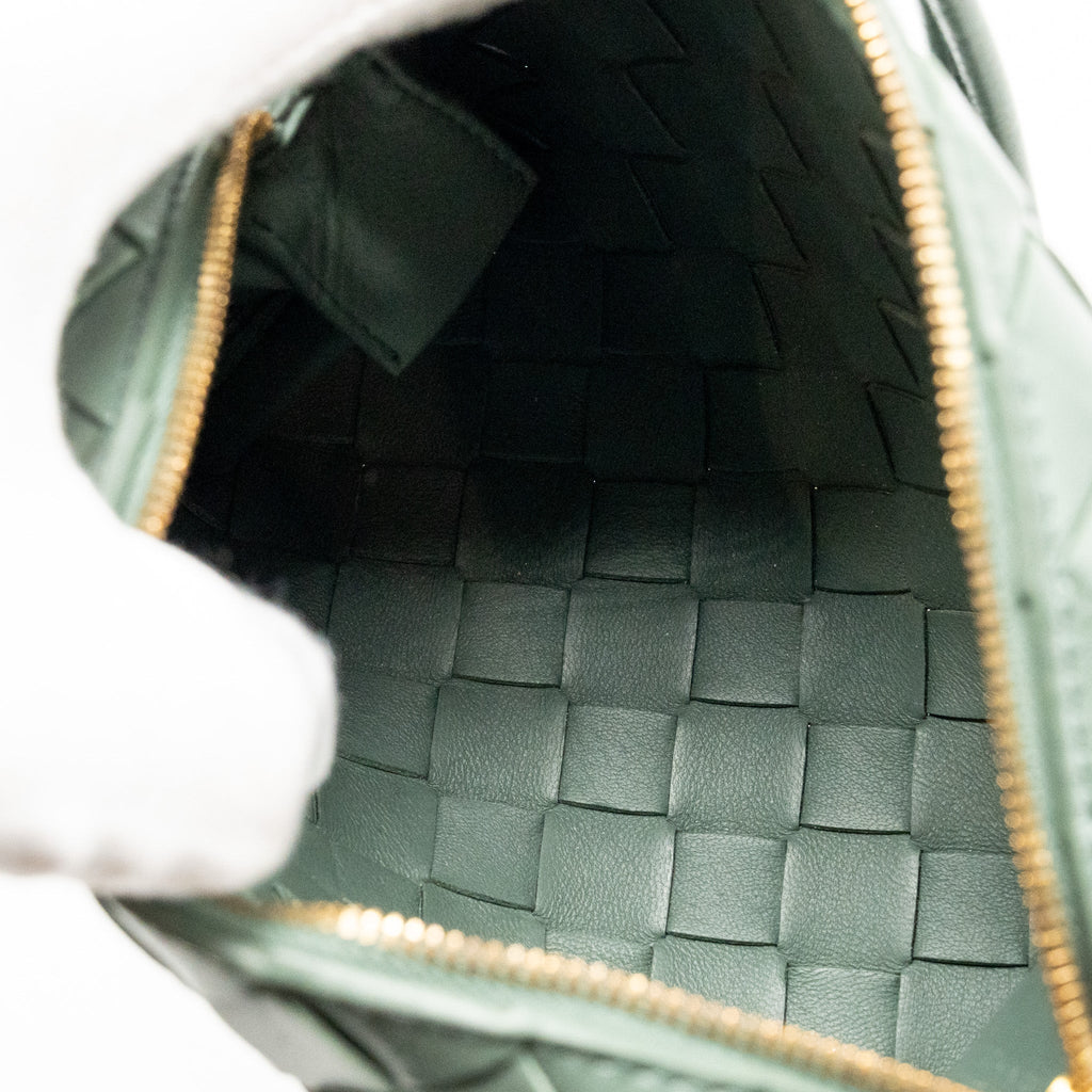 BOTTEGA VENETA MINI LOOP BAG METAL KNOTS CALFSKIN GREEN GHW