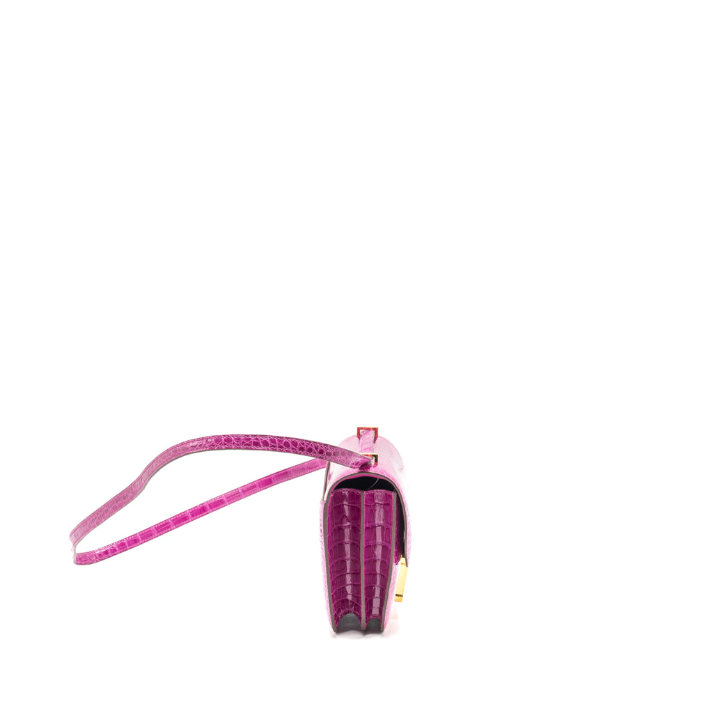 HERMES MINI CONSTANCE SHINY ALLIGATOR MISSIPPIENS J5 ROSE SHEHERARADEZ GHW