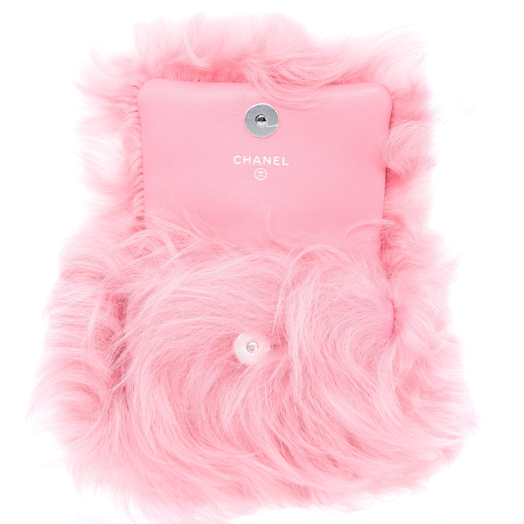 CHANEL 21K MINI FLAP BAG JEWEL HOOK SHEARLING LAMBSKIN PINK SHW