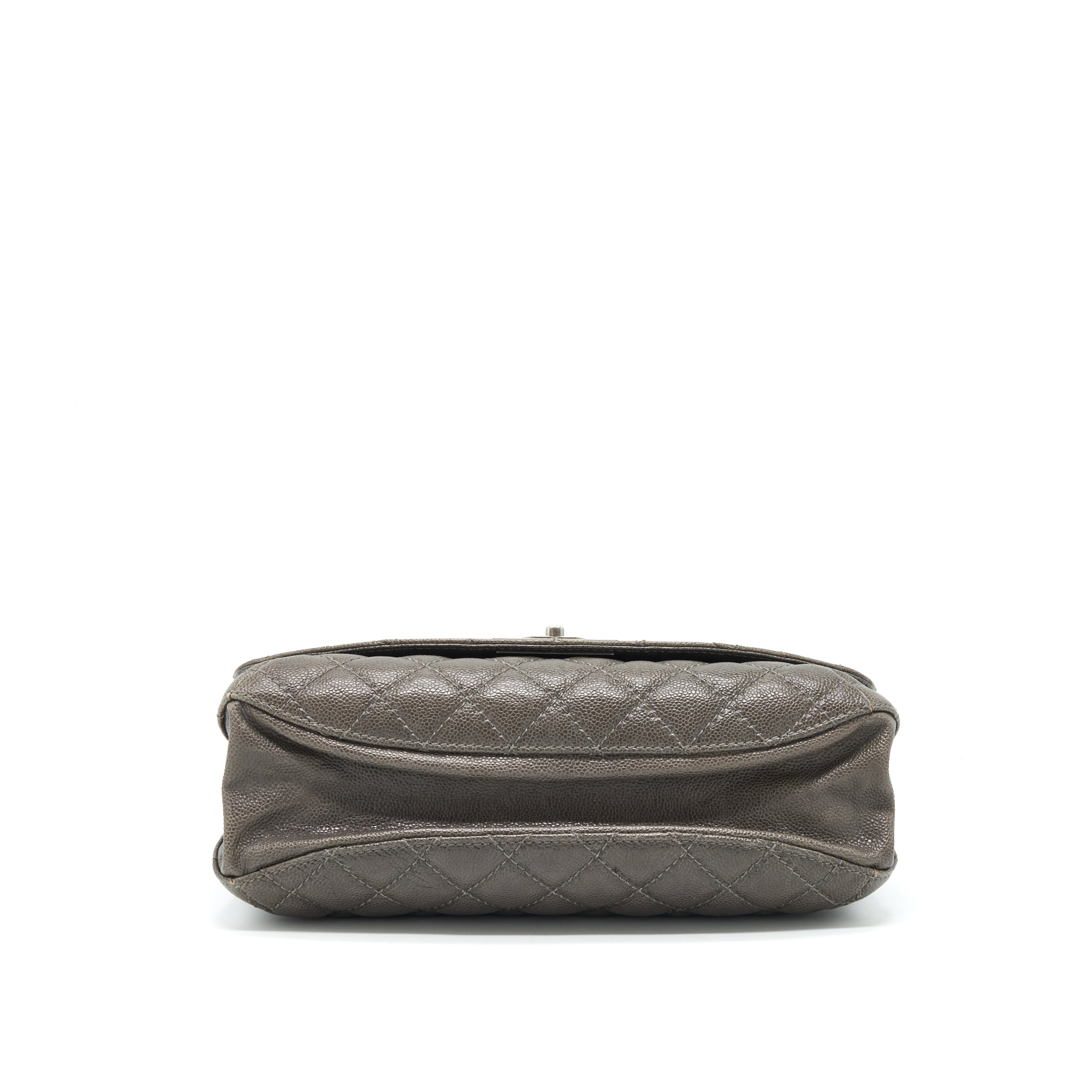 CHANEL FLAP BAG CAVIAR DARK GREY RUTHENIUM SLIVER HARDWARE