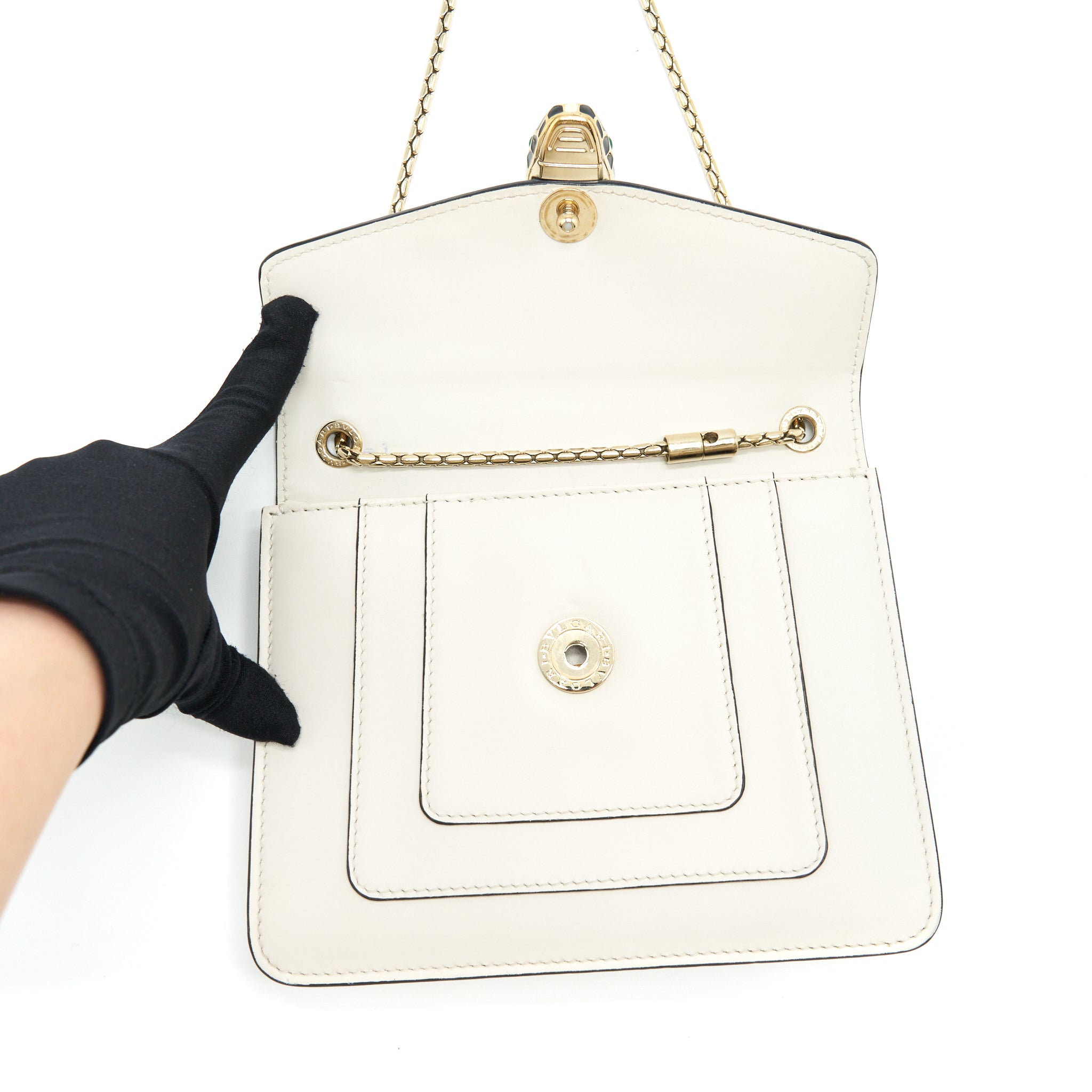 BVALGARI SERPENTI FOREVER CROSSBODY BAG CALFSKIN WHITE LGHW