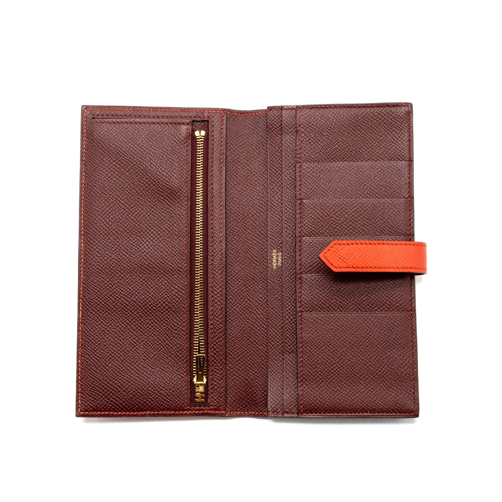 HERMES BEARN LONG WALLET EPSOM CAPUCINE/ ROUGE H GHW