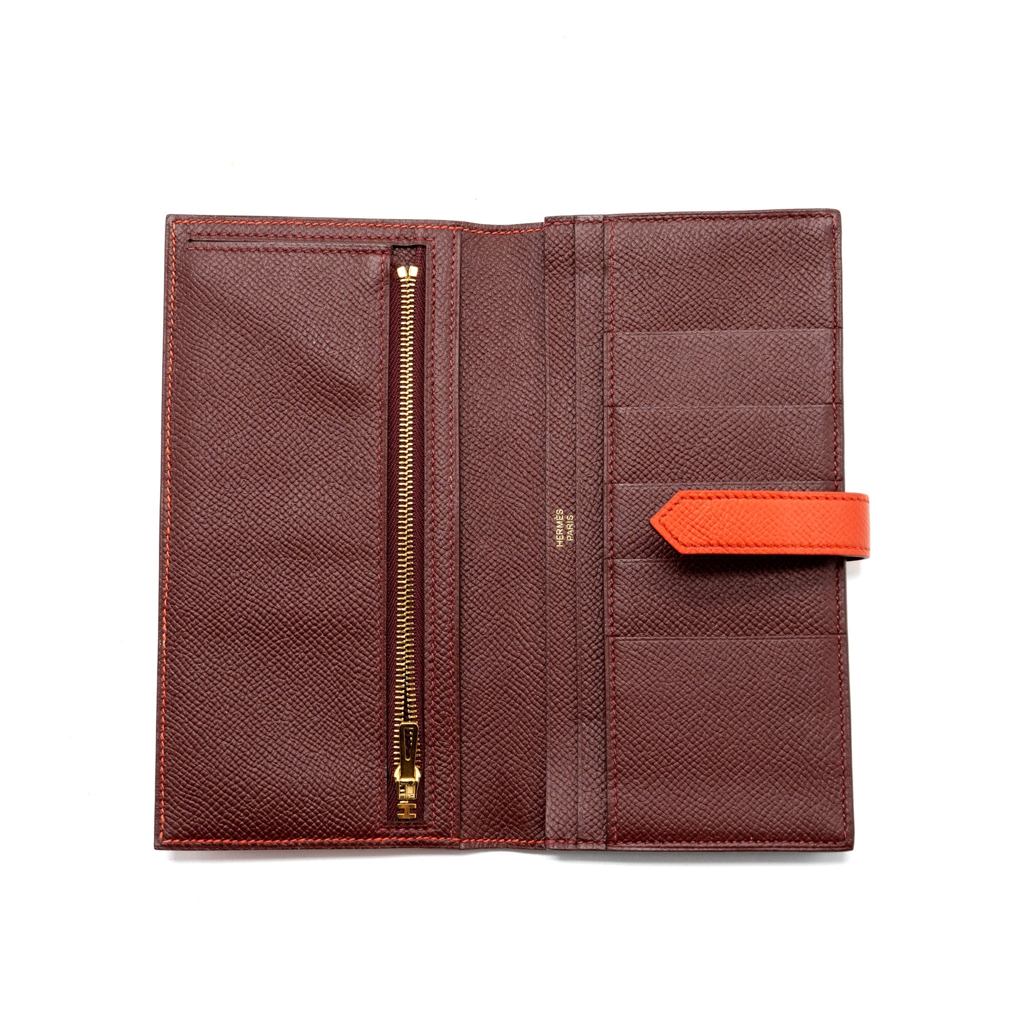 HERMES BEARN LONG WALLET EPSOM CAPUCINE/ ROUGE H GHW