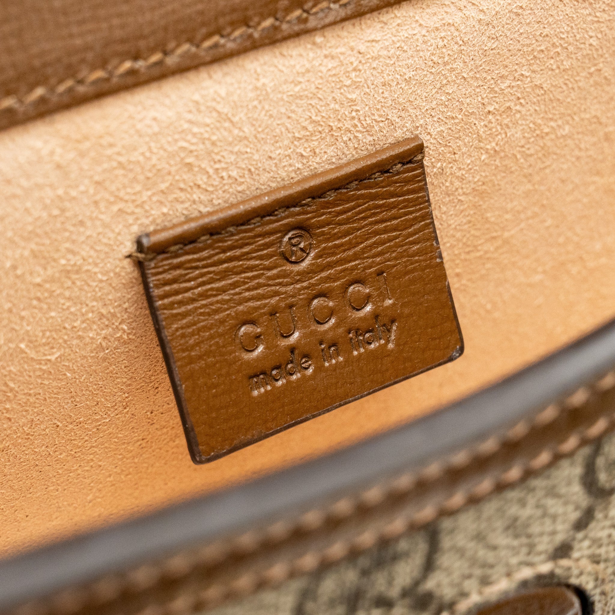 GUCCI HORSEBIT 1955 MINI BAG GG SUPREME CANVAS BEIGE/DARK BROWN GHW