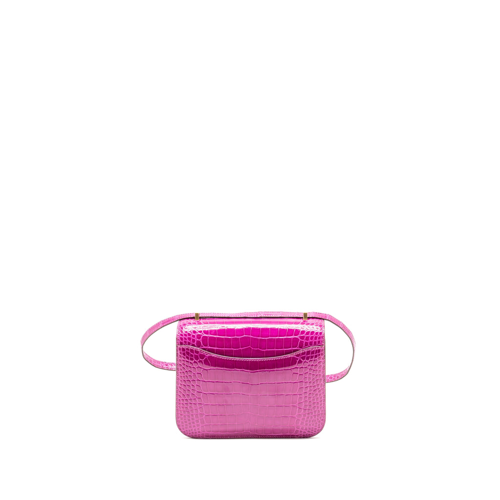 HERMES MINI CONSTANCE SHINY ALLIGATOR MISSIPPIENS J5 ROSE SHEHERARADEZ GHW