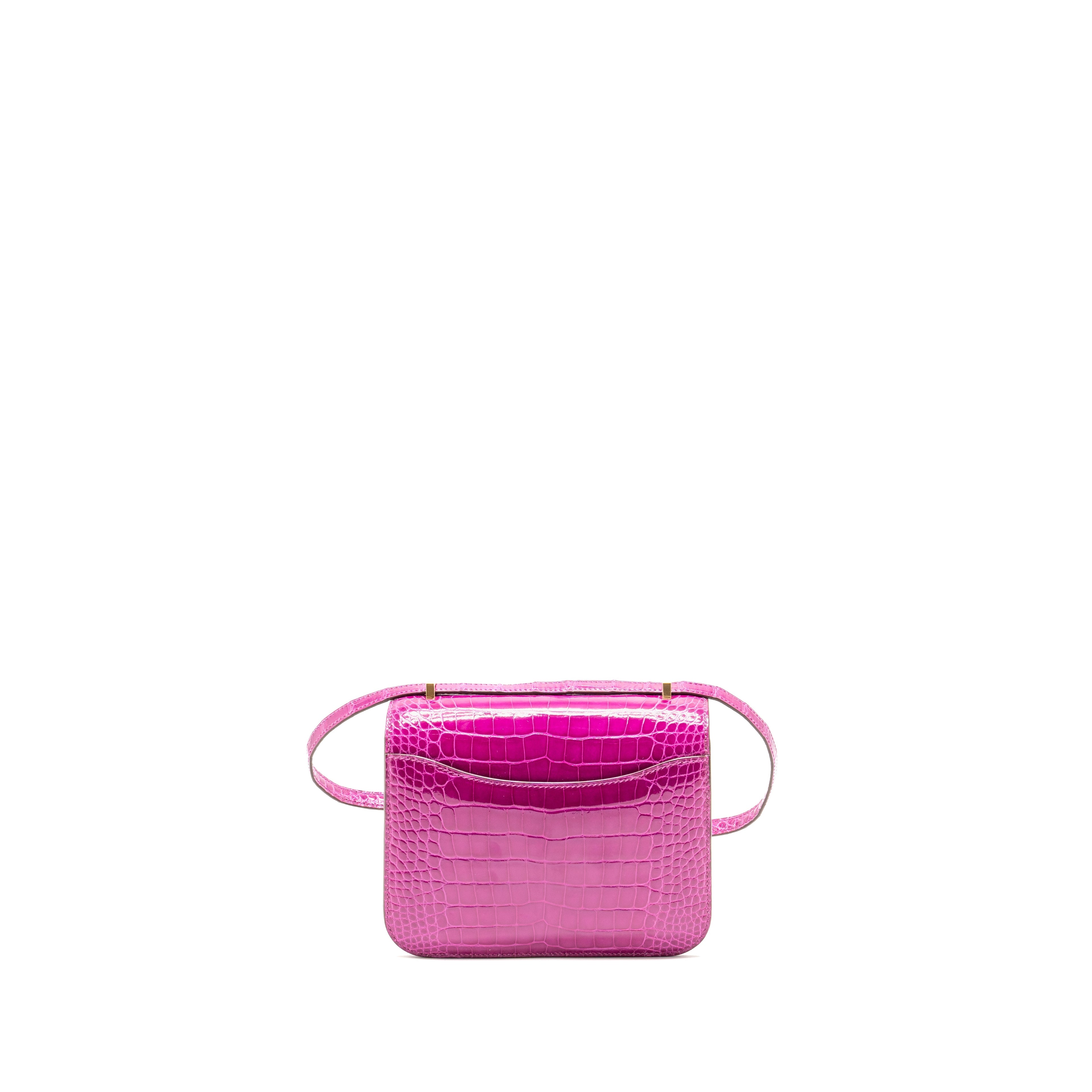 HERMES MINI CONSTANCE SHINY ALLIGATOR MISSIPPIENS J5 ROSE SHEHERARADEZ GHW