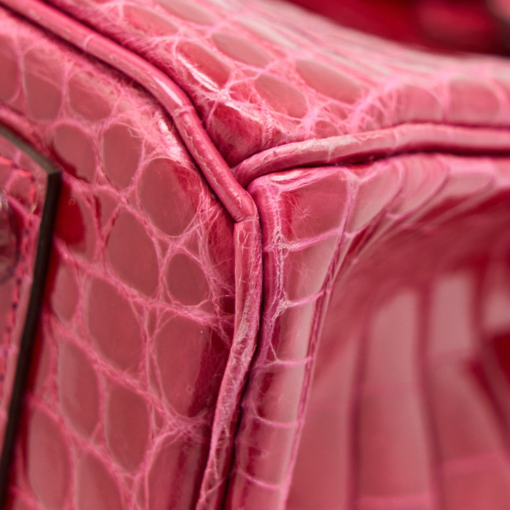 HERMES BIRKIN 30 SHINY CROCODILE ROSE EXTREME SHW