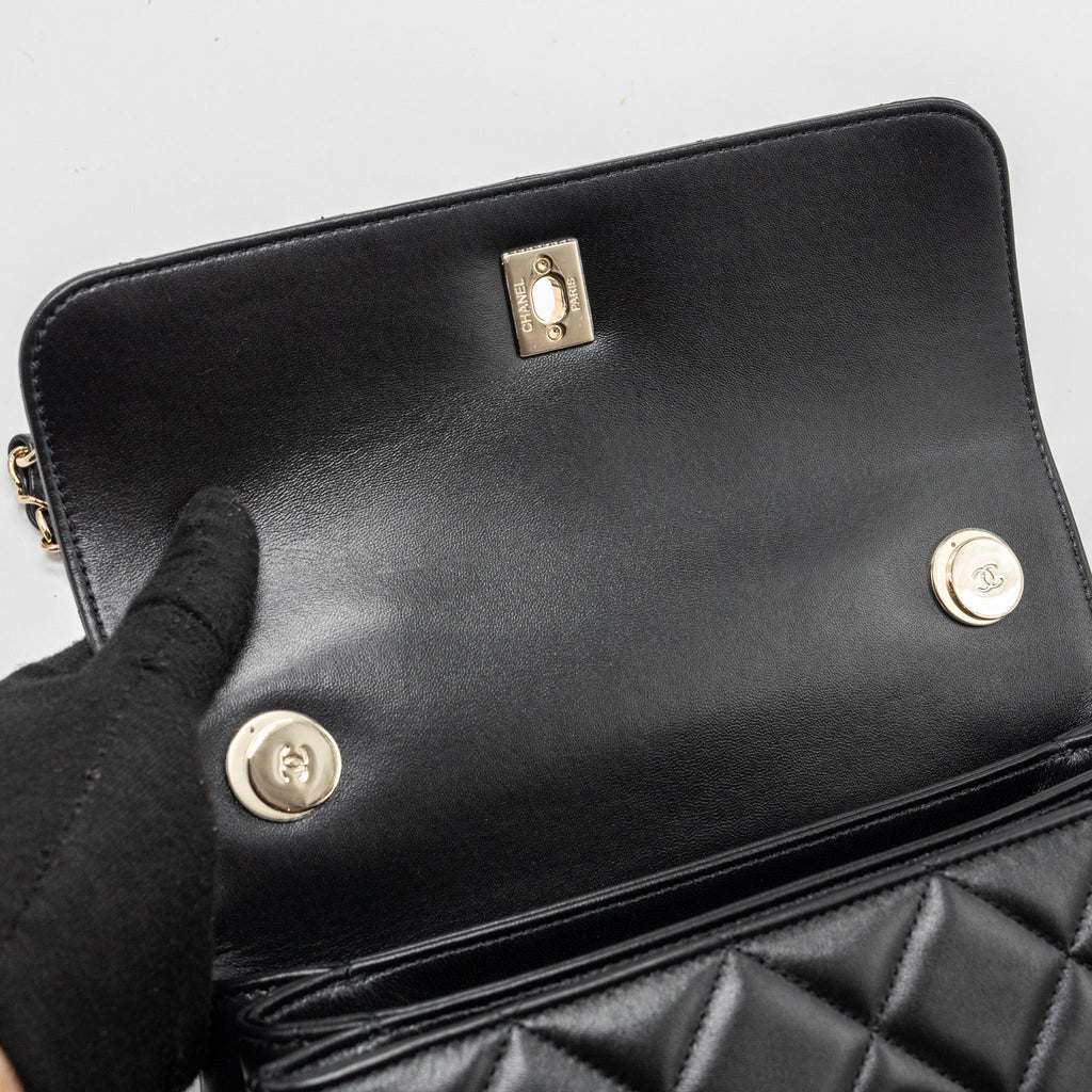 CHANEL TRENDY CC FLAP BAG WITH TOP HANDLE LAMBSKIN BLACK LGHW (MICROCHIP)