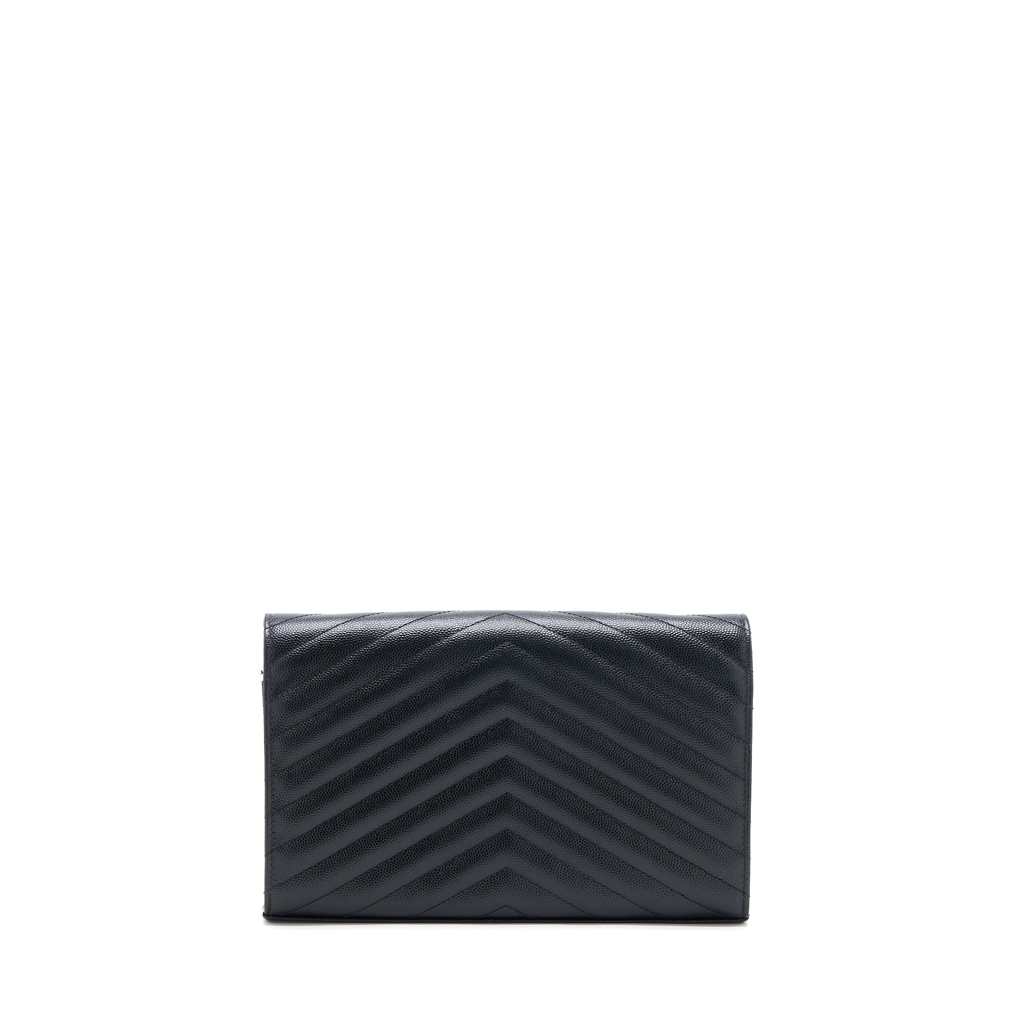 SAINT LAURENT WALLET ON CHAIN GRAINED CALFSKIN BLACK GHW