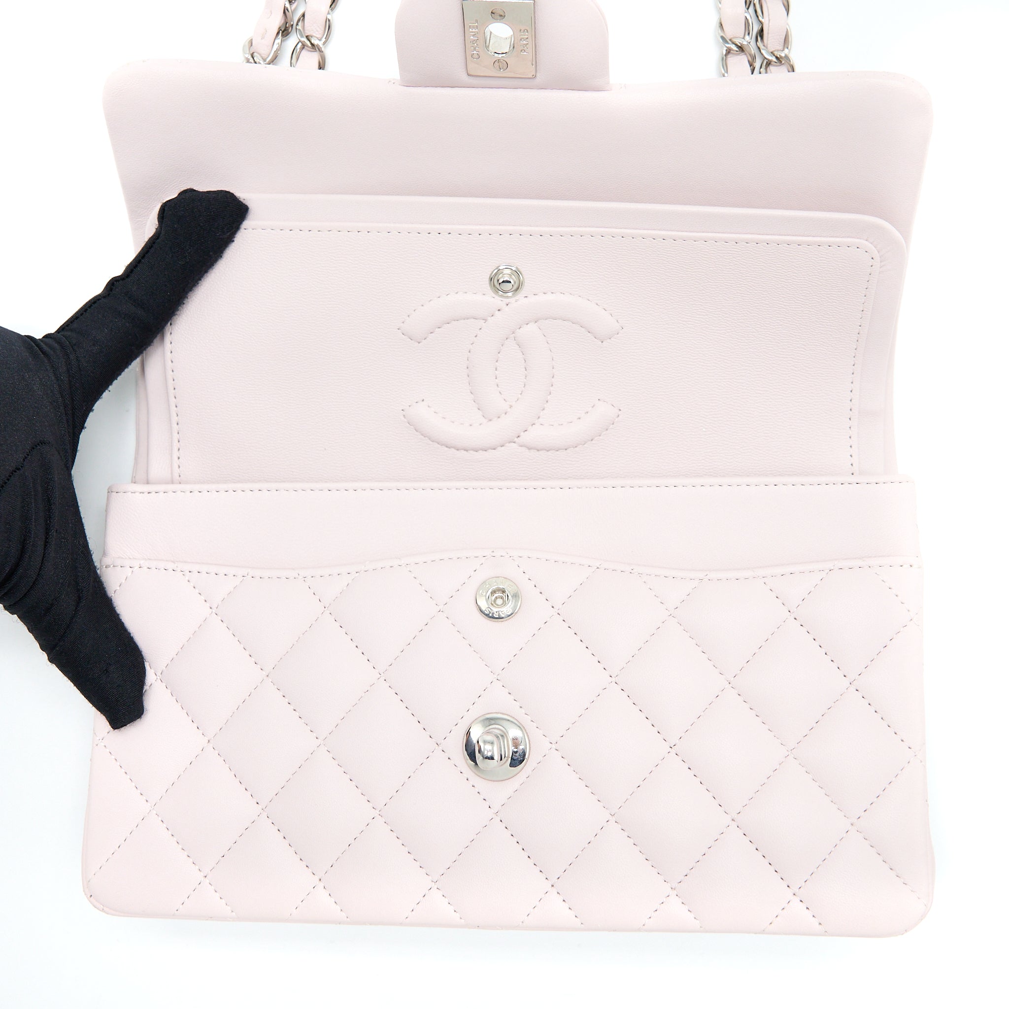 CHANEL SMALL CLASSIC DOUBLE FLAP LAMBSKIN LIGHT PURPLE SHW (MICROCHIP)