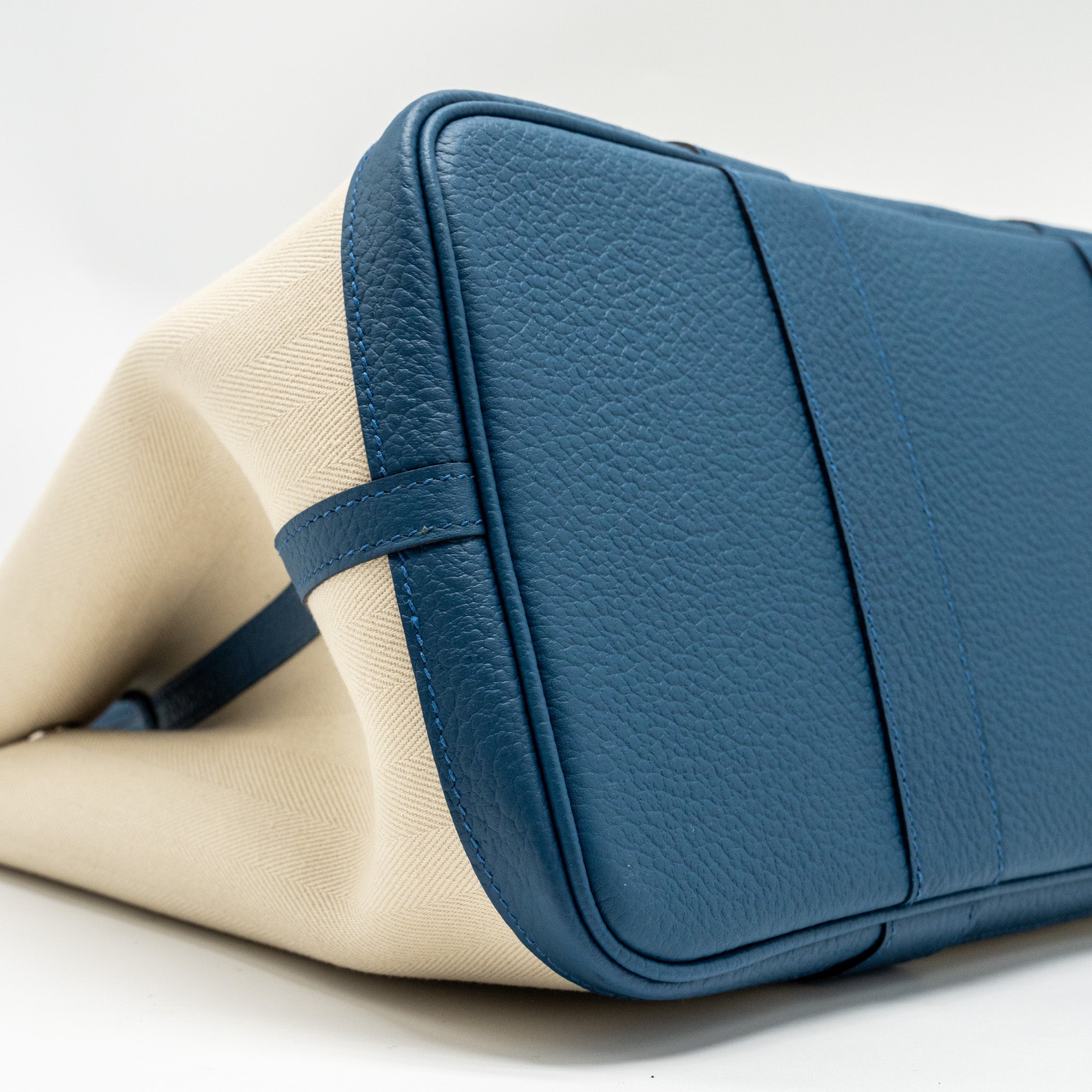HERMES GARDEN PARTY 36 CANVAS / VACHE COUNTRY CRAIE / BLEU OUTREMER SHW