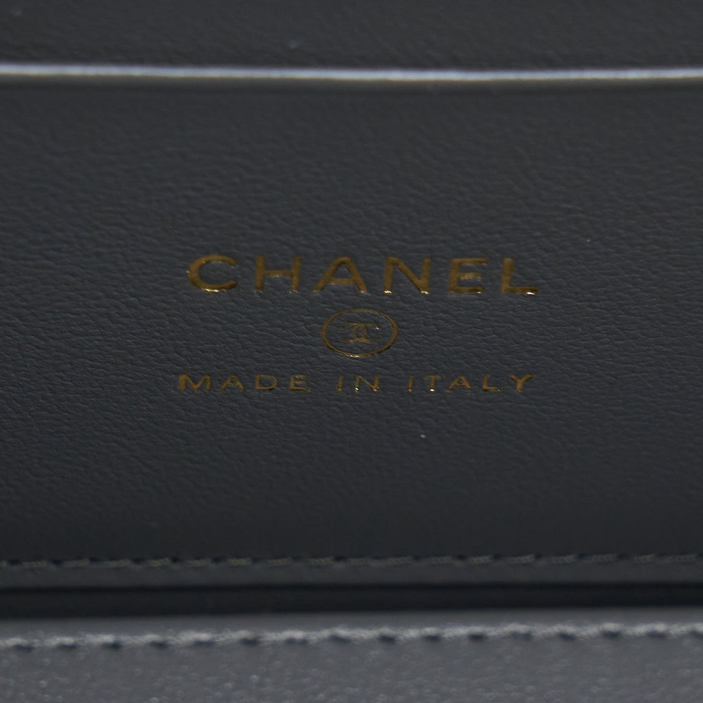 CHANEL 22A TOP HANDLE LONG VANITY WITH CHAIN LAMBSKIN GREY LGHW