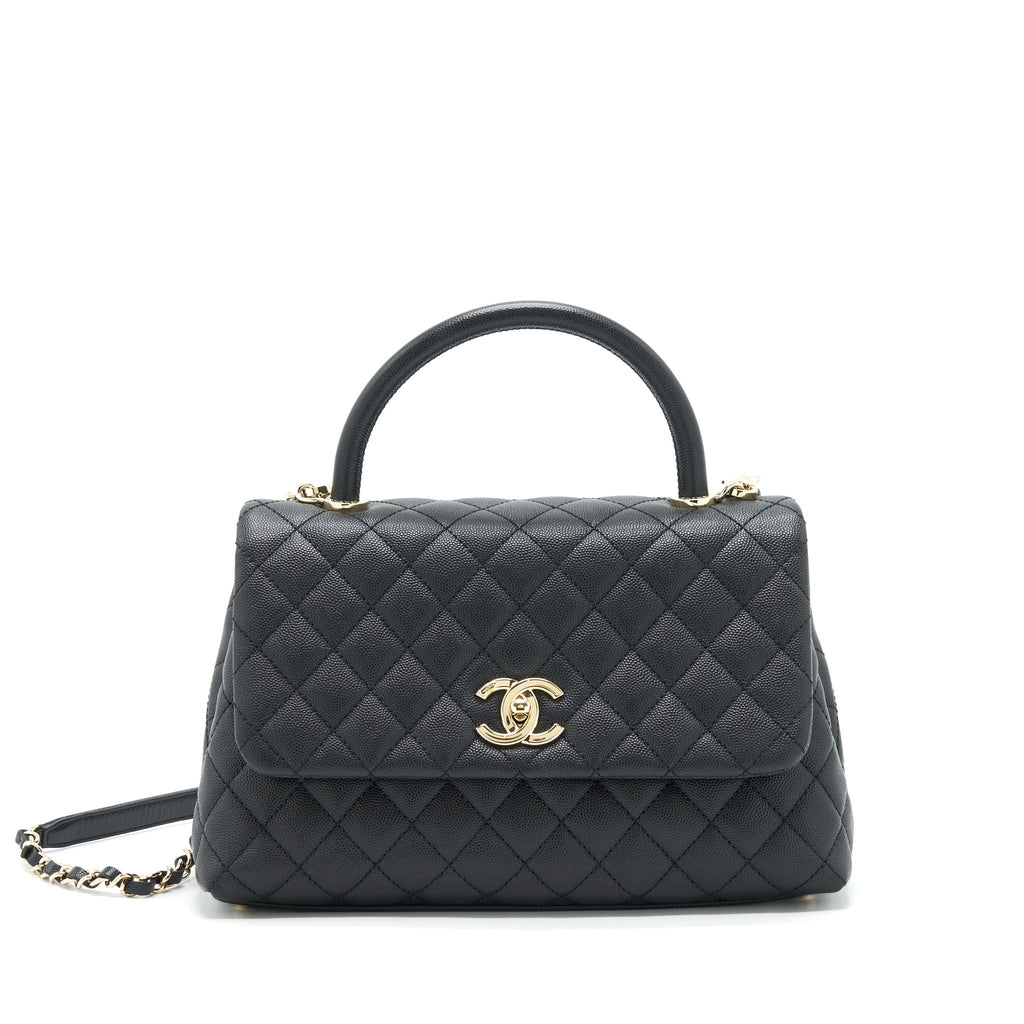 CHANEL MEDIUM COCO HANDLE 28CM CAVIAR BLACK LGHW