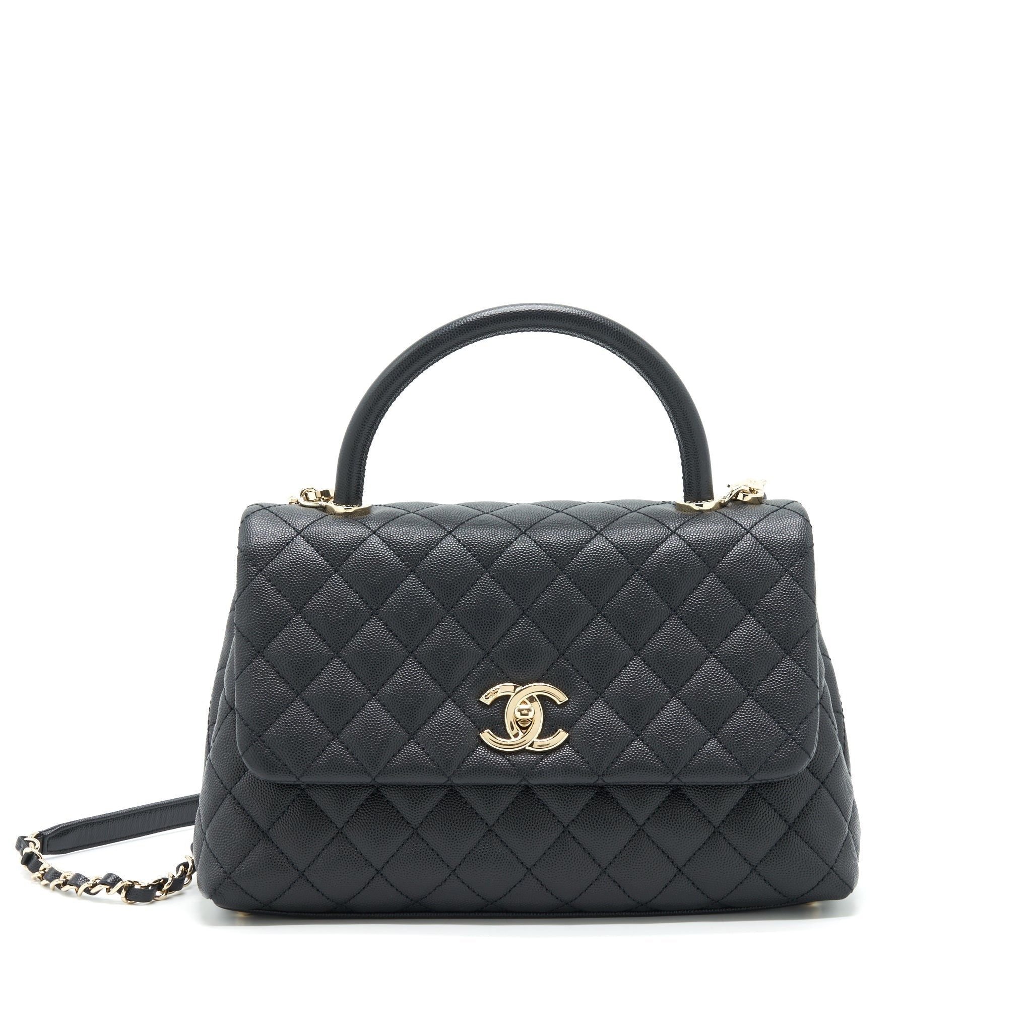 CHANEL MEDIUM COCO HANDLE 28CM CAVIAR BLACK LGHW