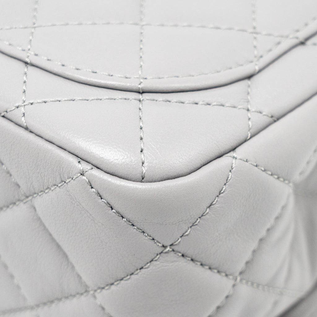 CHANEL PEARL CRUSH MINI SQUARE FLAP BAG LAMBSKIN GREY GHW (MICROCHIP)