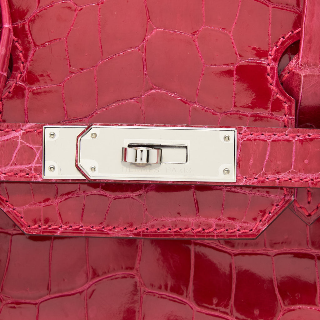 HERMES BIRKIN 30 SHINY CROCODILE ROSE EXTREME SHW