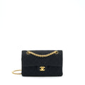 CHANEL VINTAGE SMALL CLASSIC FLAP BAG FABRIC BLACK RUTHENIUM GHW