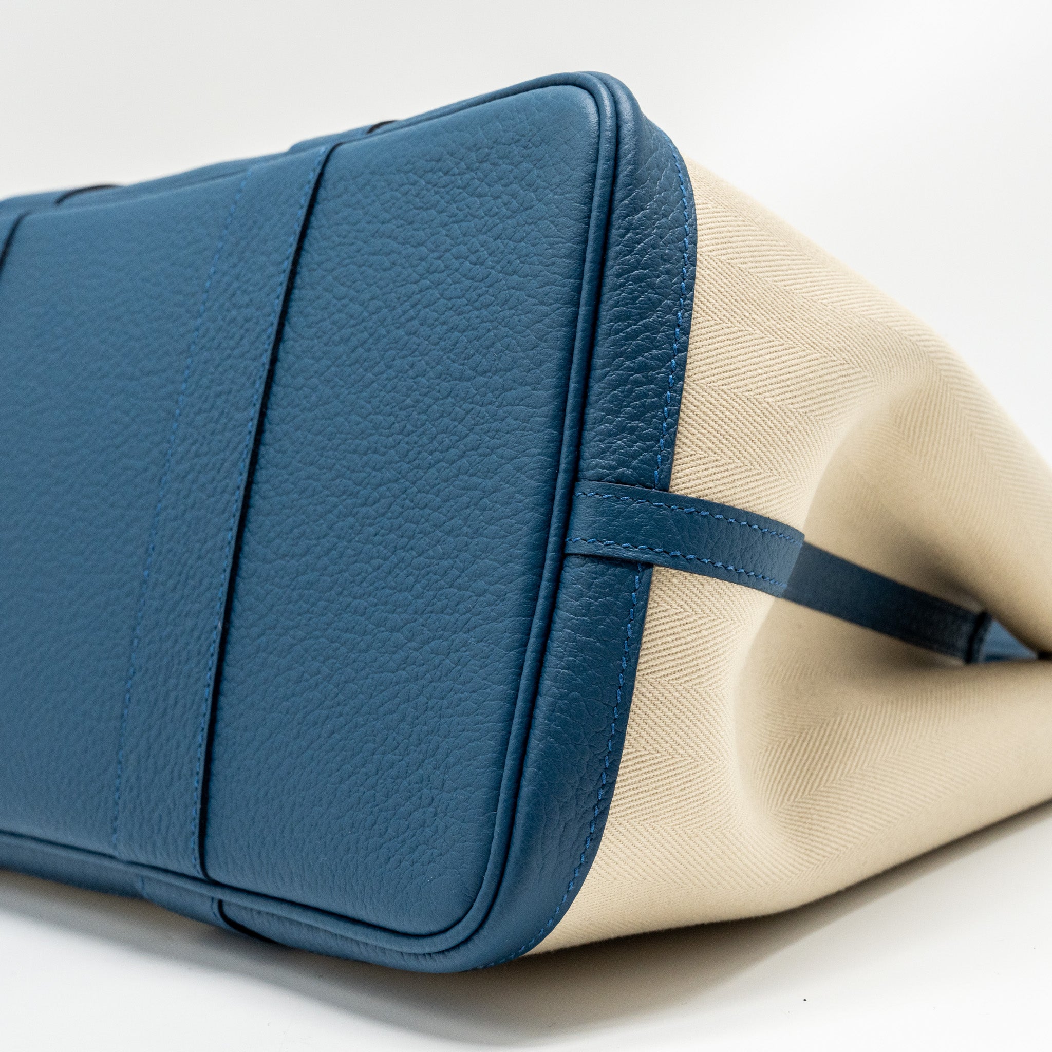HERMES GARDEN PARTY 36 CANVAS / VACHE COUNTRY CRAIE / BLEU OUTREMER SHW