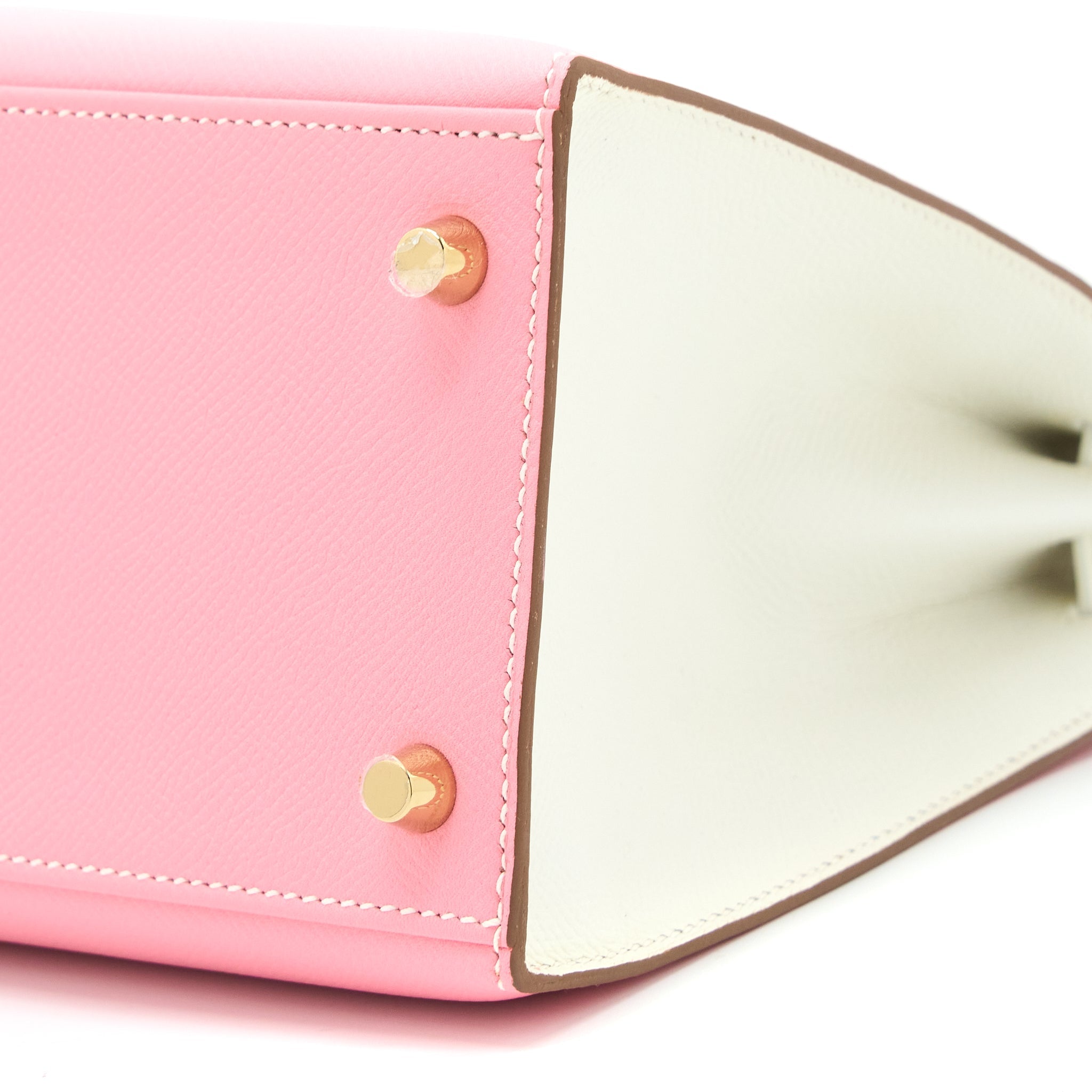 HERMES KELLY 28 SPECIAL ORDER EPSOM BLANC/ROSE CONFETTI BRUSHED GHW