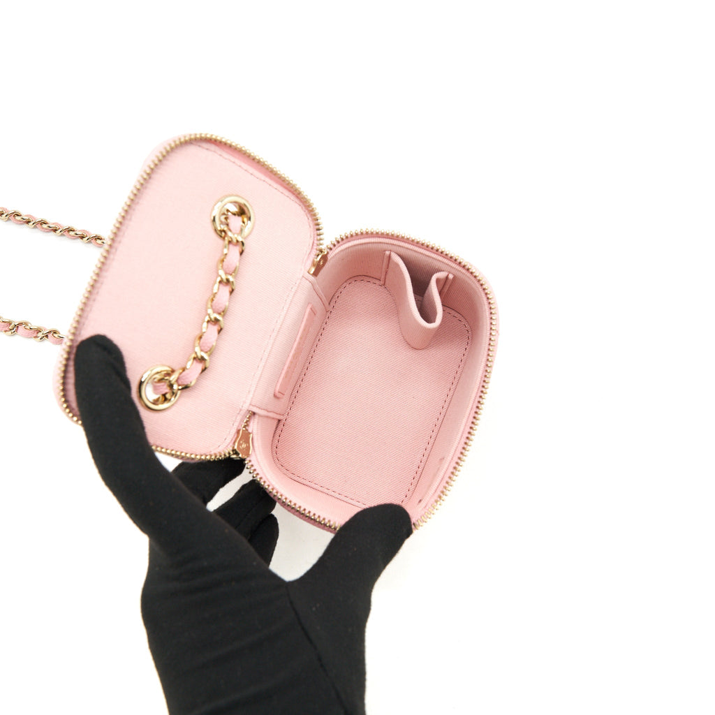 CHANEL 22C MINI VANITY WITH CHAIN CAVIAR PINK LGHW